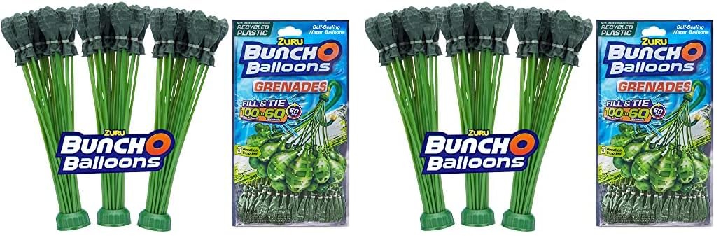 Bunch O Balloons 100 Grenade Rapid-Filling Self-Sealing Water Balloons by ZURU, (Model: 56112Q) (Pack of 2)