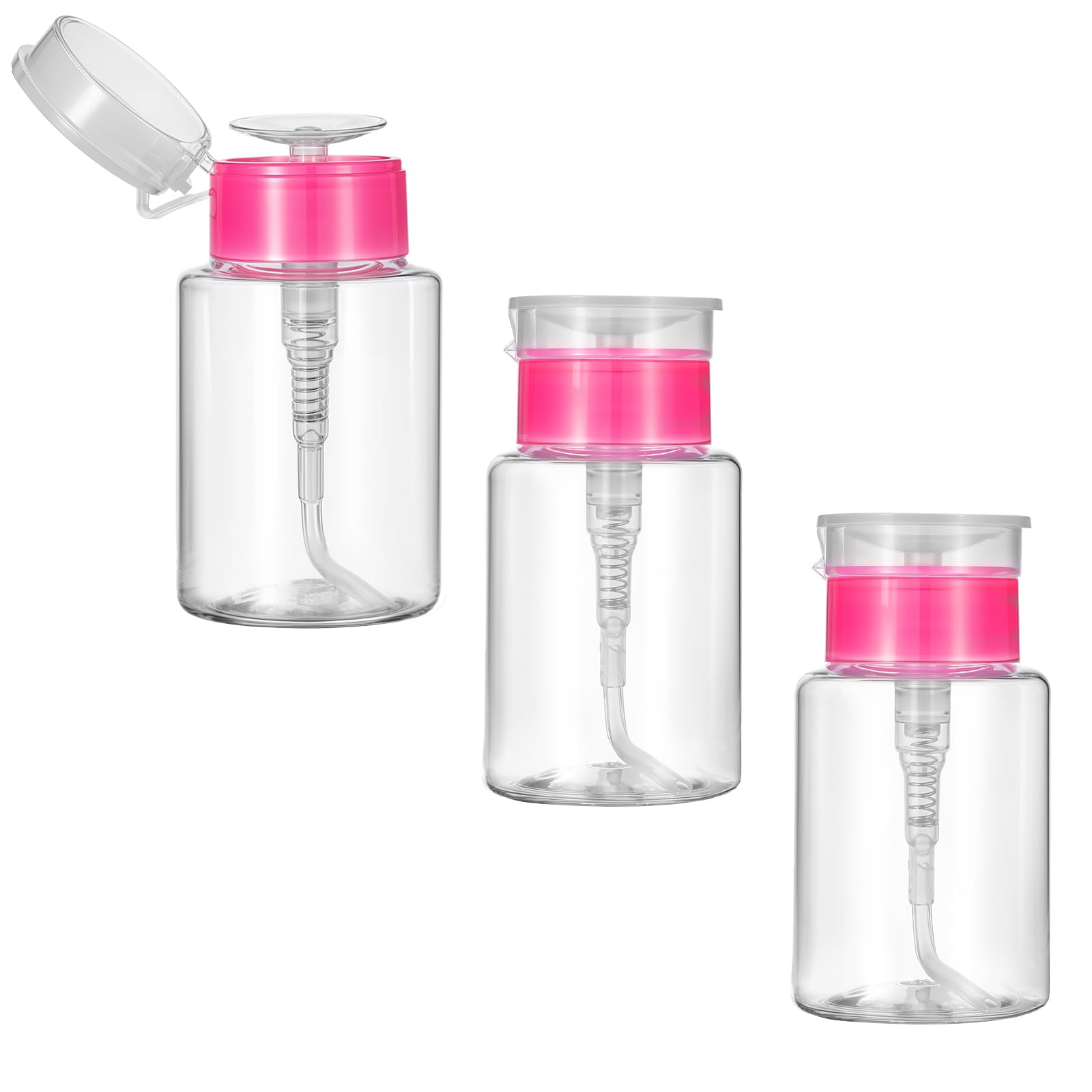 Nail Polish Remover Pump Bottle Dispenser 150 ML Push Down Pump Empty Pump Dispenser Containers for Nail Polish and Makeup Remover Clear Small Pump Bottle(3 Packs)