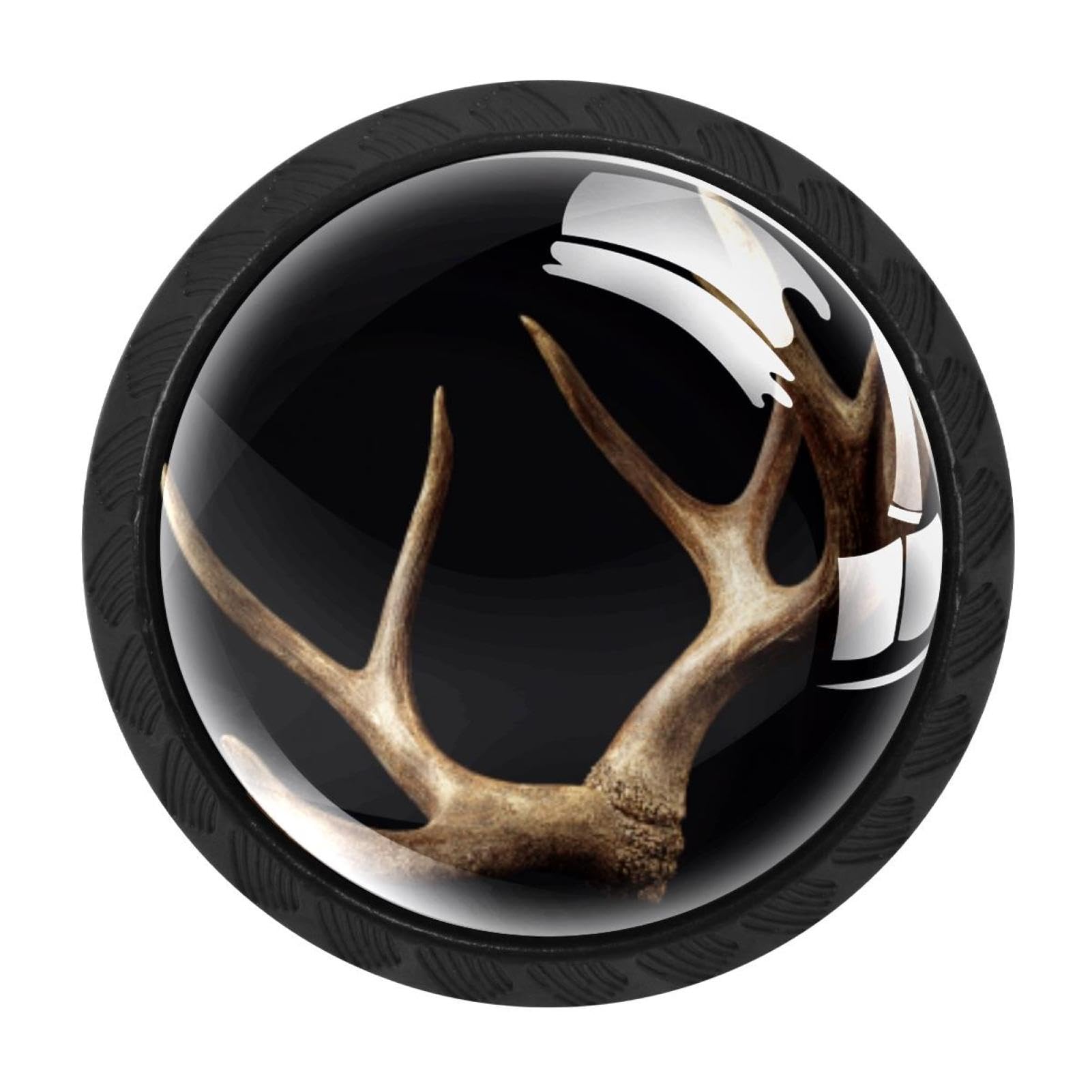 CHENZZZZ 4 Pieces Elk Antler (1) Cabinet Knobs Drawer Dresser Pulls Handles for Home Kitchen Office Bathroom Door Kids Room