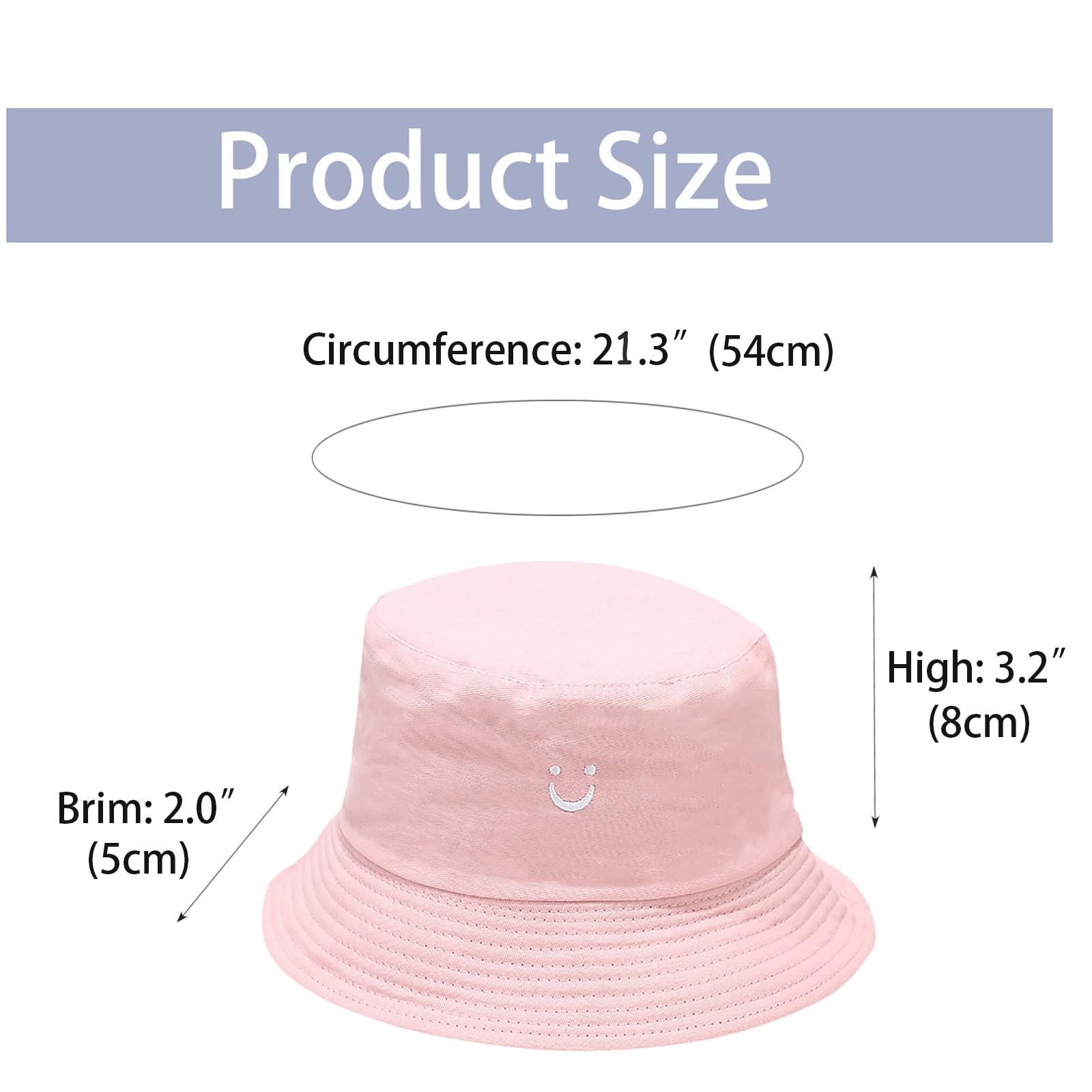 Kids Sun Hat Smile Face Toddler Bucket Hat for Boys Girls Summer Sun Protection Cotton Beach Hat