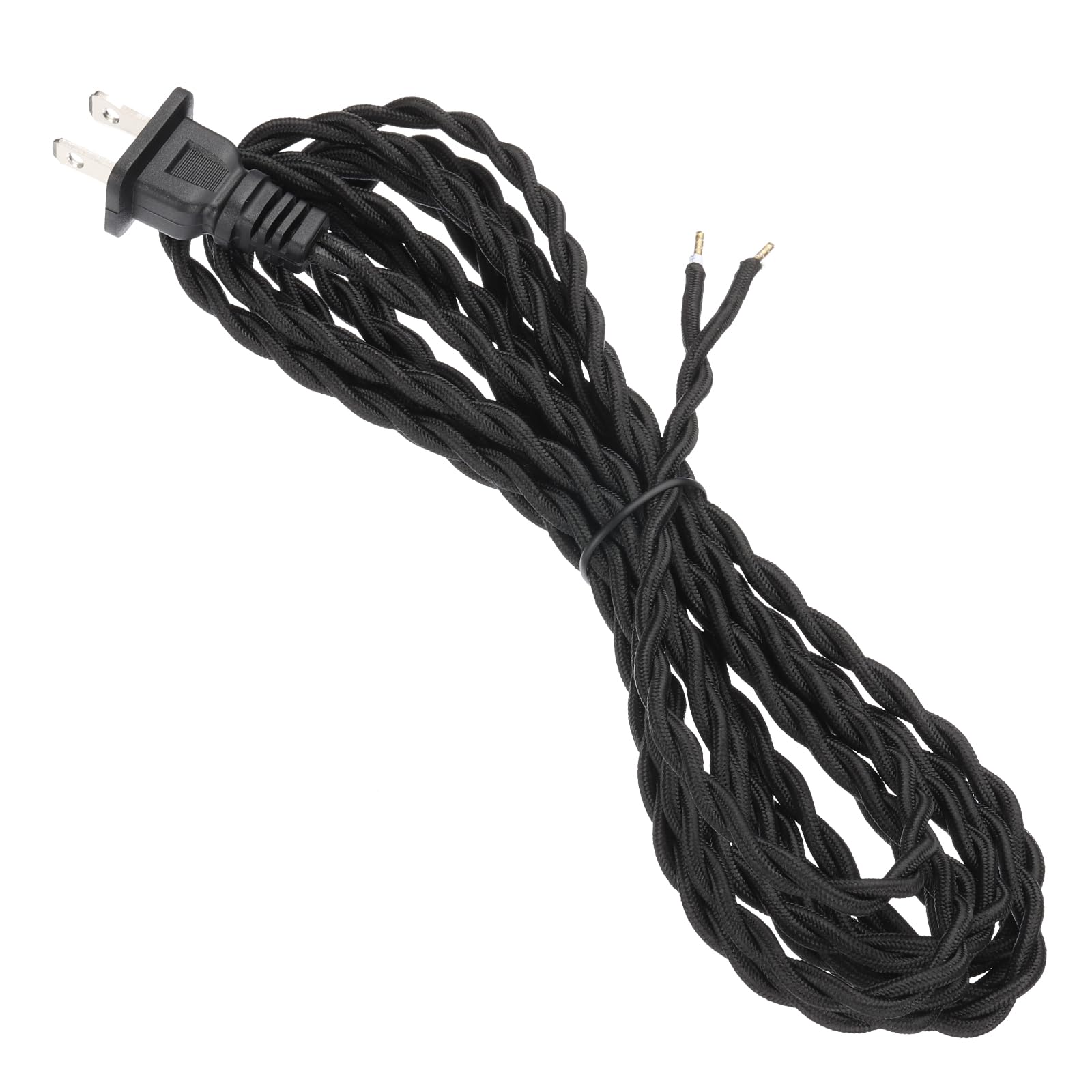 uxcell 8Ft 18/2 Twisted Cloth Covered Lamp Cord, 1 Pcs Vintage Fabric Electrical Wire with Plug Stripped Ends Ready for Extension Wiring DIY Repairing