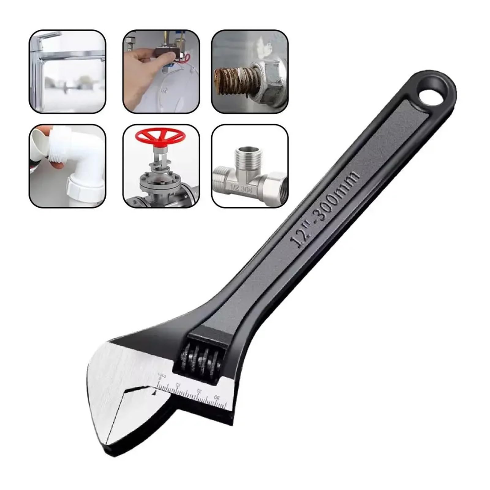 Llave ajustable de 6 "/8"/10 "/12"/15 "pulgadas, llave ajustable Universal, herramienta de mantenimiento y reparación automotriz, llave deslizante(15-inch wrench)