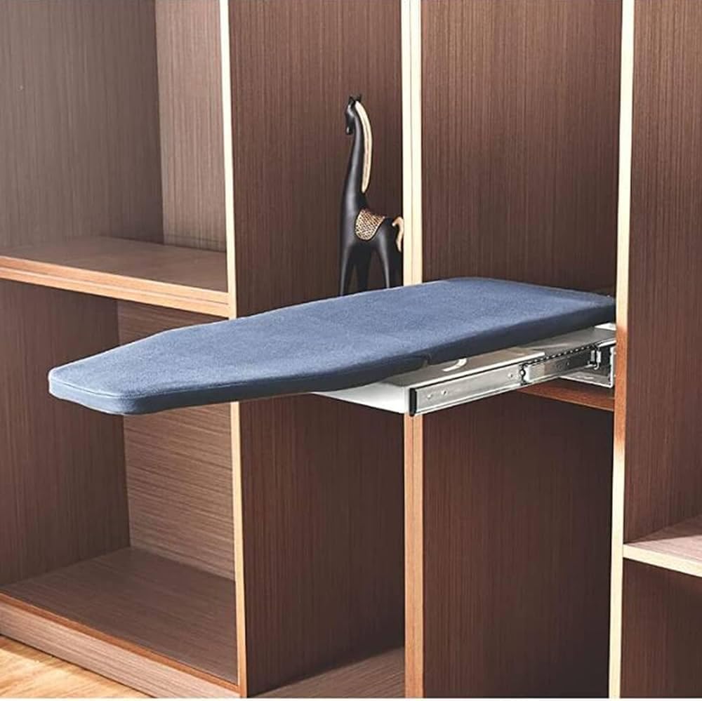 Wardrobe Pull Out Folding Ironing Board | Built in Swivel Ironing Board Foldable | Rotatable Ironing Board with Soft Close Channel