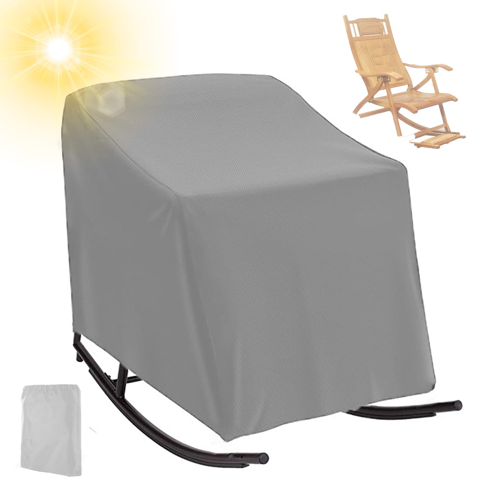 Cubierta para Silla Mecedora de Madera, 70*97*99cm Fundas Protectora para Rocking Silla para Exteriores , Fundas Protección para Sillón Balancín Relax de Patio Bal(Size:210D：70*97*99cm,Color:gris)