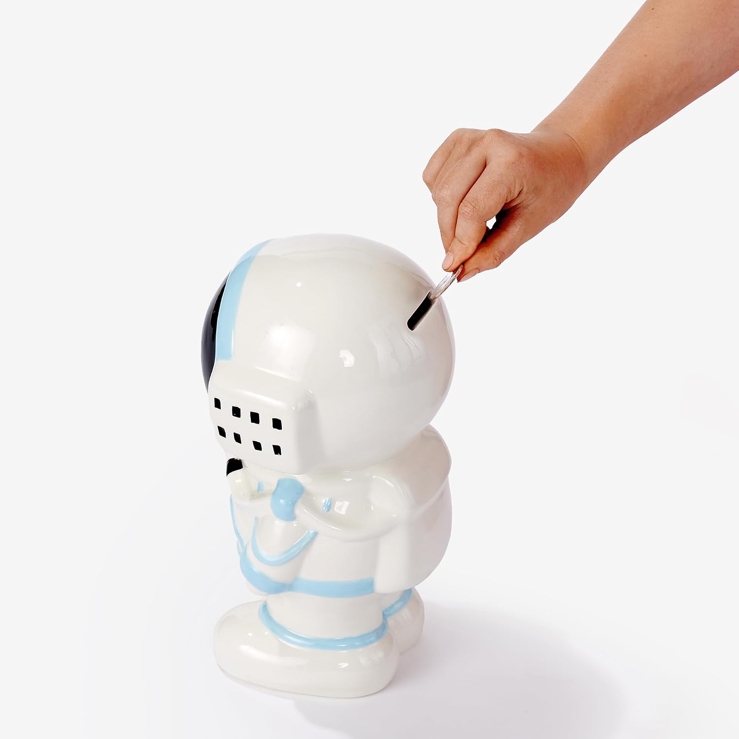 Personalization Universe Astronaut Ceramic Piggy Bank - Personalized for Baby Boy/Kids - Fun Coin Bank with Space Gear Design - Keepsake for Son, Ages 8+ - 10x6x4 with Removable Plug