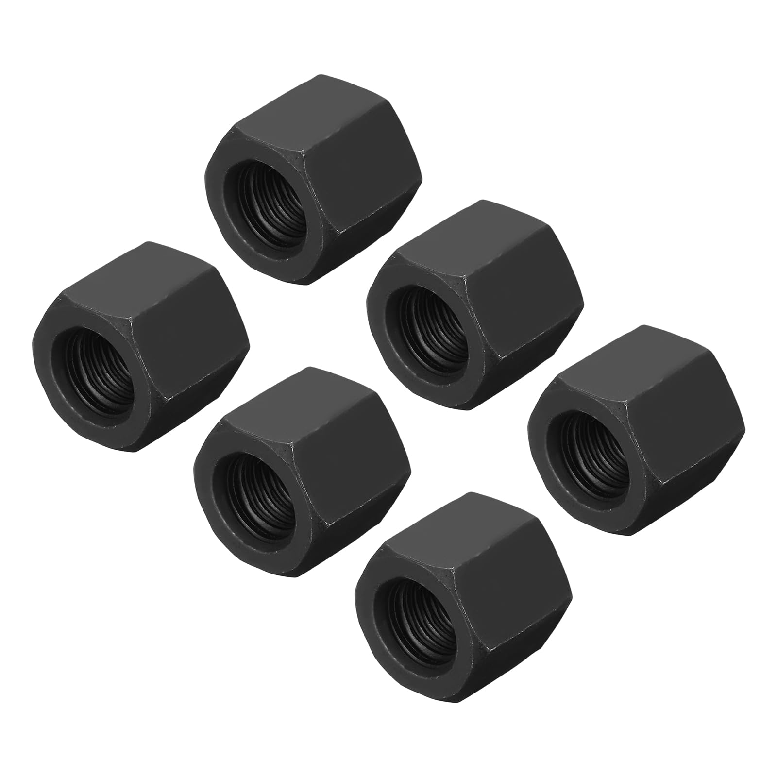 sourcing map M12x1.25mm Pitch Hex Coupling Nuts, 6Pcs 18mm / 0.7" Length Grade 10.9 Carbon Steel Fully Threaded Rod Coupling Nut Stud Fine Thread Pipe Connector Fasteners, Black