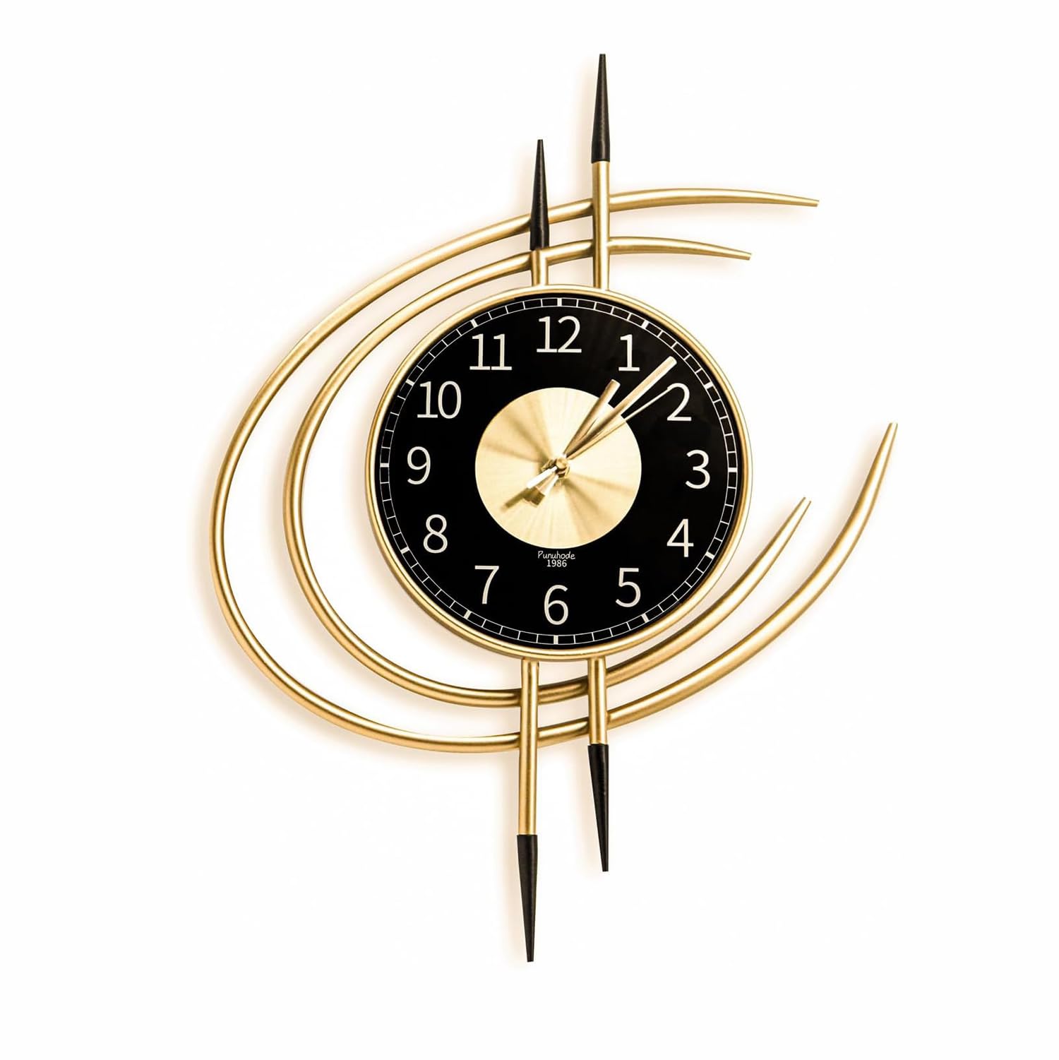 LANMOU Reloj de Pared Grande 54CM Moderno Silencioso Sin Tictac Dorado y Negro de Metal Decorativo Arte para Sala de Estar, Cocina, Oficina, Dormitorio