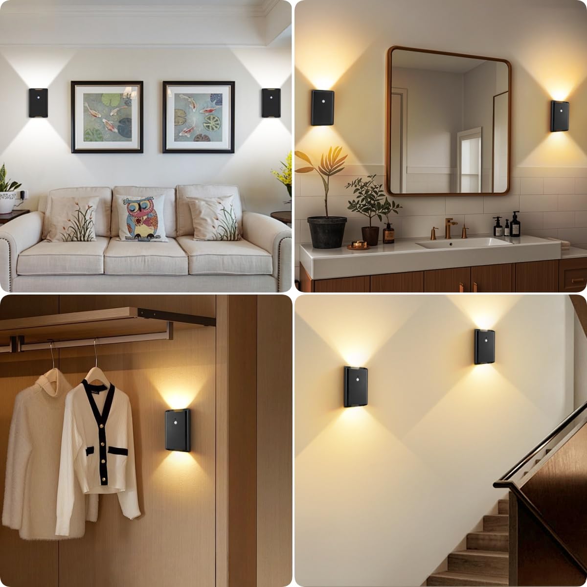 Eneru - Lot de 2 veilleuses à détecteur de mouvement à piles