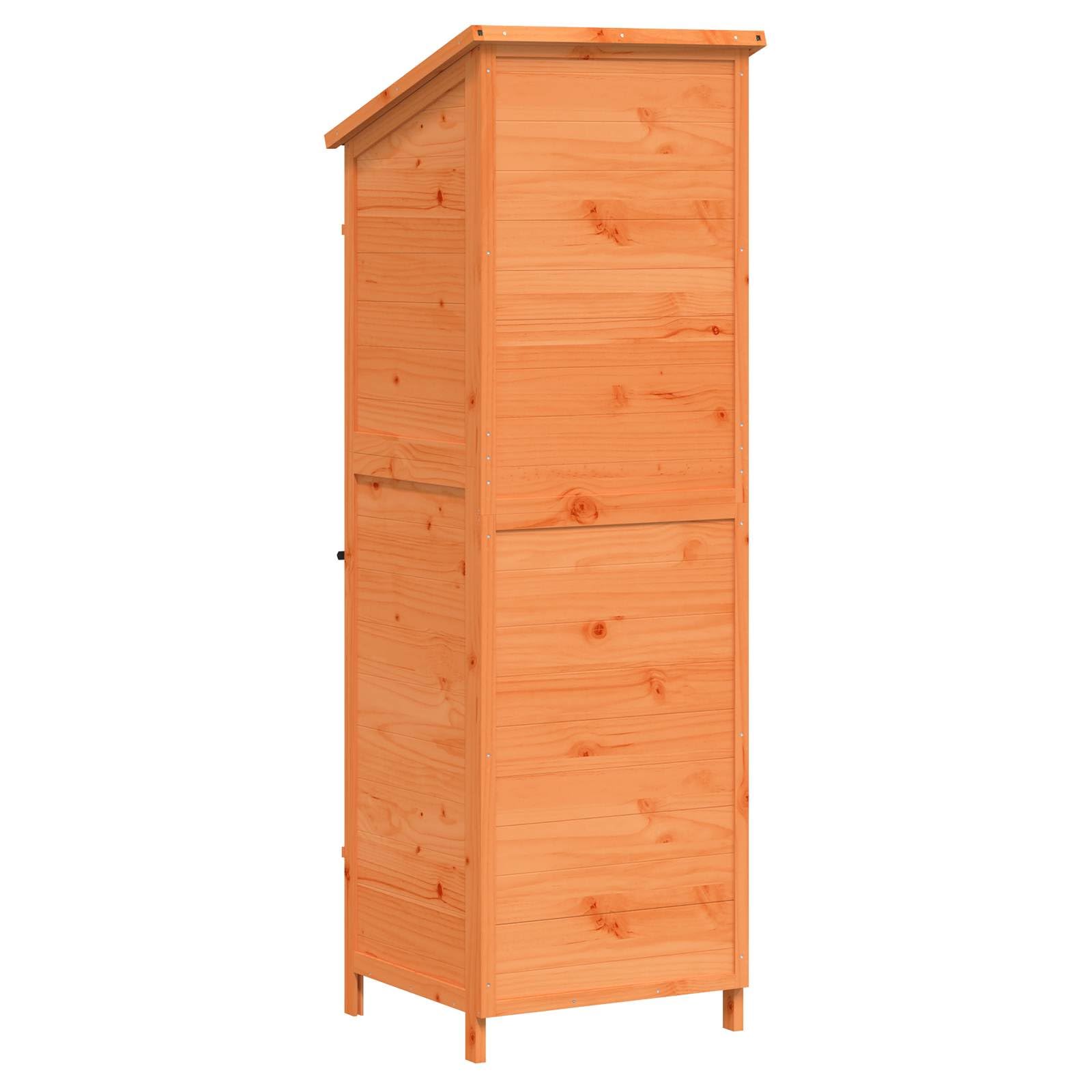 Domek ogrodowy z litego drewna 59,5x56x176,5 cm brązowy | Drzwi wentylacyjne z listwami wentylacyjnymi, wodoodporny dach bitumiczny, przechowywanie narzędzi zewnętrznych