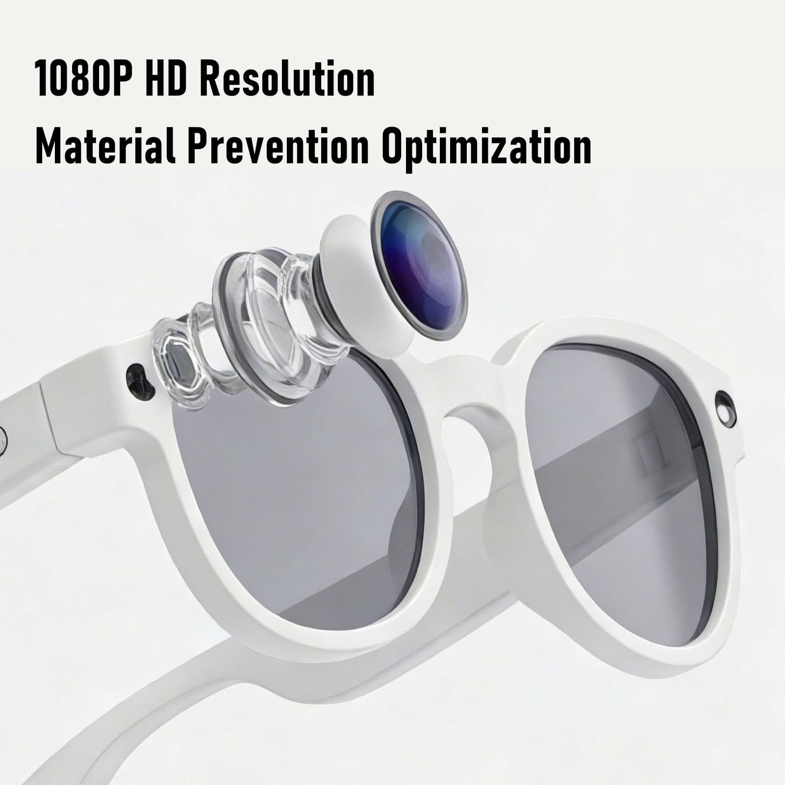 Sxhlseller Lunettes Intelligentes Bluetooth 5.4, Lunettes Audio avec Caméra HD 1080P, Haut Parleurs Ultrasoniques, Batterie 270mAh for Musique, Appels, Vlogging
