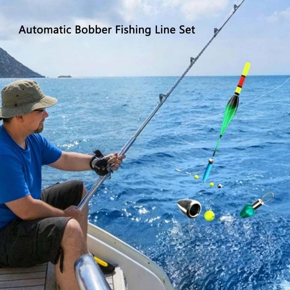 Kit de pêche au Flotteur Automatique, kit de Ligne de pêche pré-montée de 100 m avec Flotteur Automatique, kit de pêche Sensible avec matériel Complet, de Nuit en Eau Douce
