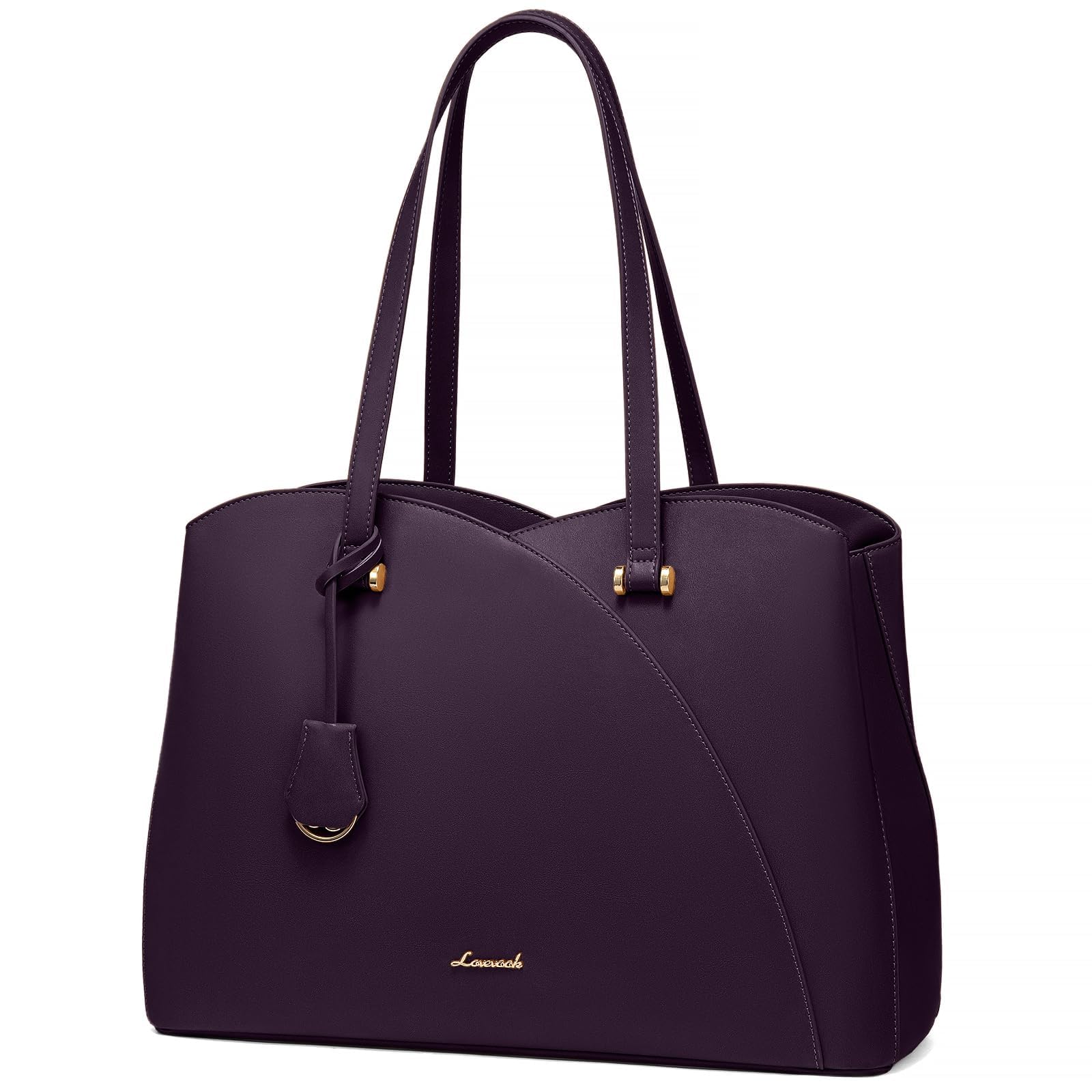 Photo 1 of LOVEVOOK 17.3 Inch Laptop Tote Bag for Women, Teacher Work Tote Bags Laptop Bag, Leather Computer Bag Large Purses Handbag Professional Briefcase, Purple