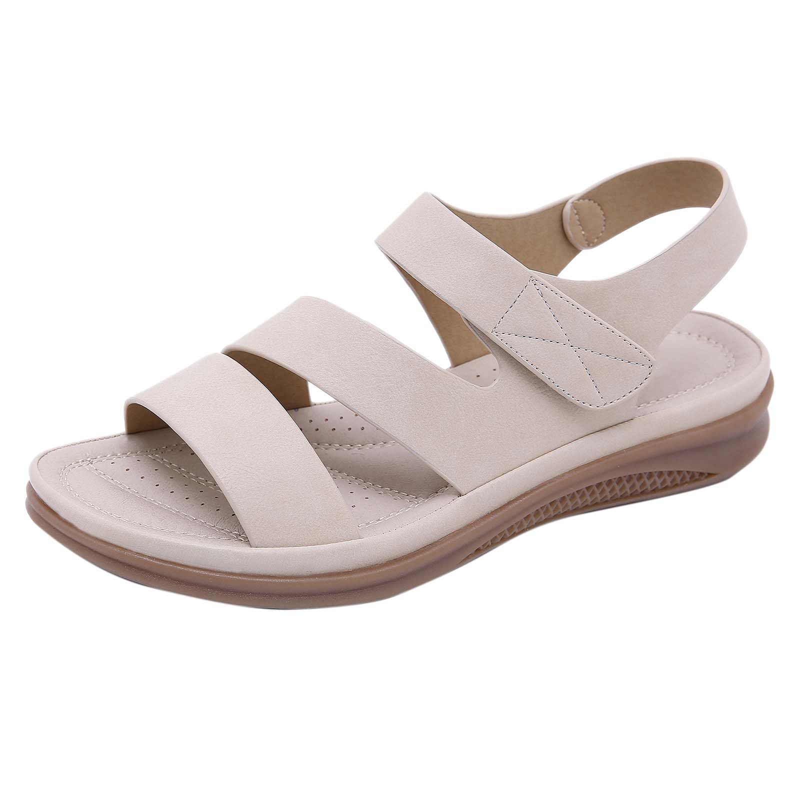 AZMAHT Womens sandals wedge sandals for women summer sandals women orthopedic sandals women arch support sandals for women walking sandals for women,Apricot,39/245mm