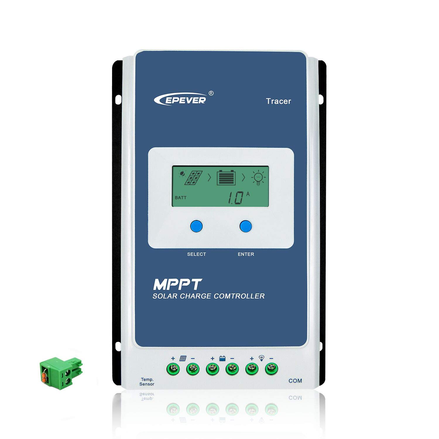 EPEVER MPPT Regolatore di carica solare 10A 12V/24V Auto Comune negativo con display LCD Regolatore di carica del pannello solare per gel allagato sigillato tipo litio (Tracer1206AN)