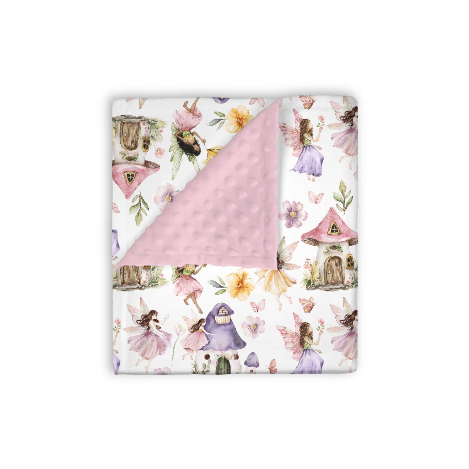 EyMzcod Mink Baby Girl Blankets Pink Purple Fairy Tale Garden Whimsical Magical World Soft Double Layer Dotted Backing
