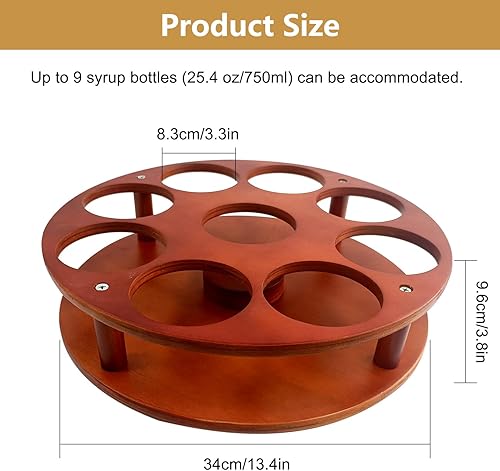 Miniatura 2 de Organizador giratorio para jarabe de café con almohadillas antideslizantes, organizador de jarabe, plato giratorio, capacidad para 9 botellas,