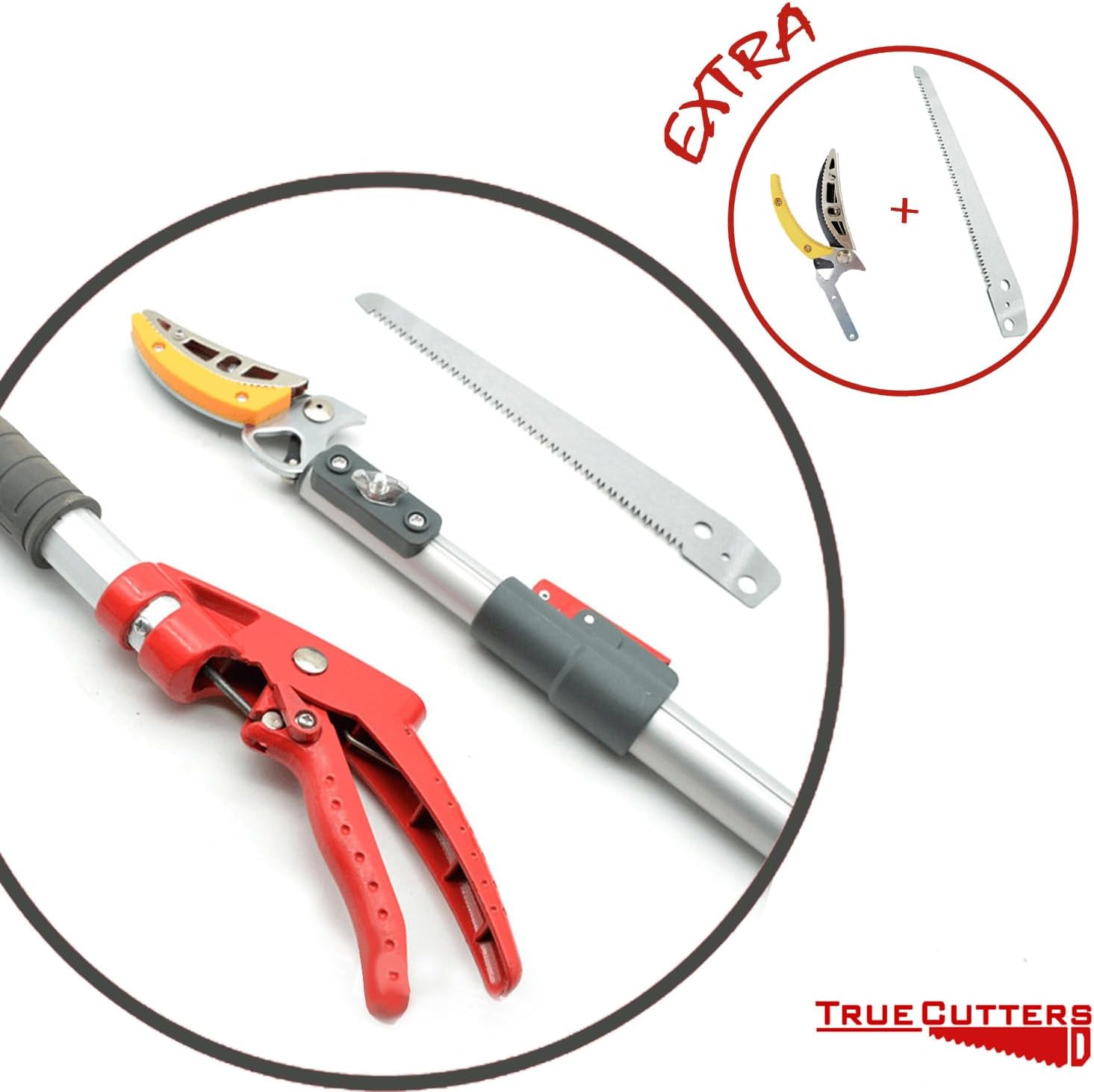 4-11.5 Ft Extendable Tree Pruner & Pole Saw – Telescopic Tree Trimmer with Extra 1 Pruner & 1 Saw for High-Branch Trimming, Fruit Picking, and Yard Maintenance