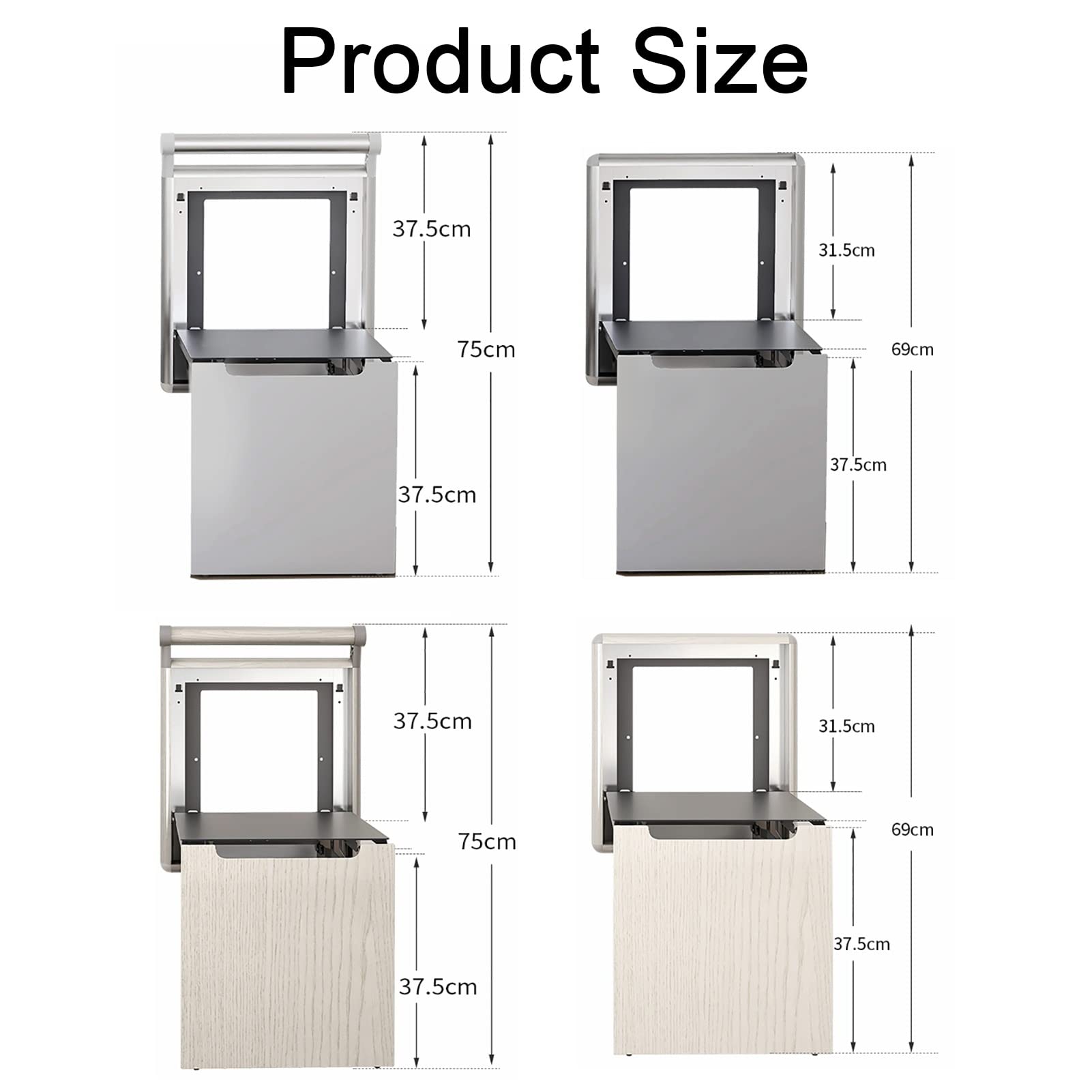 RENJJPBO Folding Shower Seat for Folding Shoe Stool Wall Mounting, Wall-Mounted Invisible for Foyer, Veranda, Cloakroom, Balcony, Bathroom (Color : Silver Color)