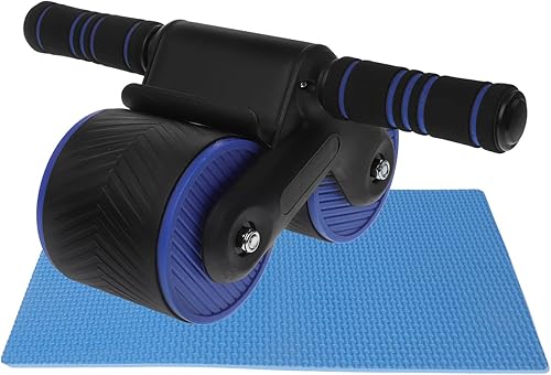 Kisangel Rueda de rodillo abdominal de rebote automático con goma antideslizante, equipo de ejercicio abdominal silencioso con soporte para teléfono