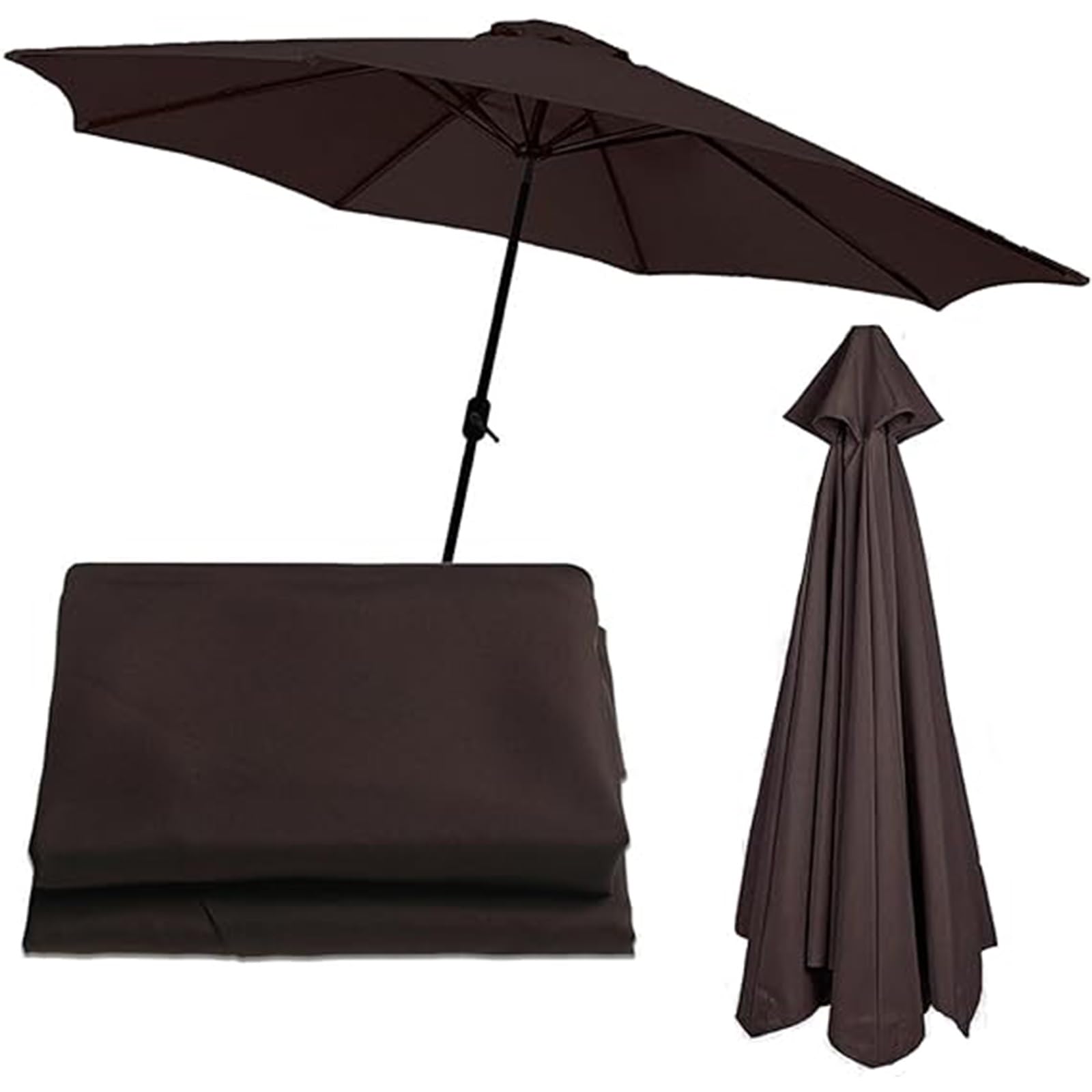Toldo de repuesto para sombrilla, 2m/2.7m cubierta de tela para parasol en voladizo, con Ventilación Superior, Cubierta de Repuesto para Parasol de Poliéster para Exteriores(Color:Brown,Size:3m-8arms)