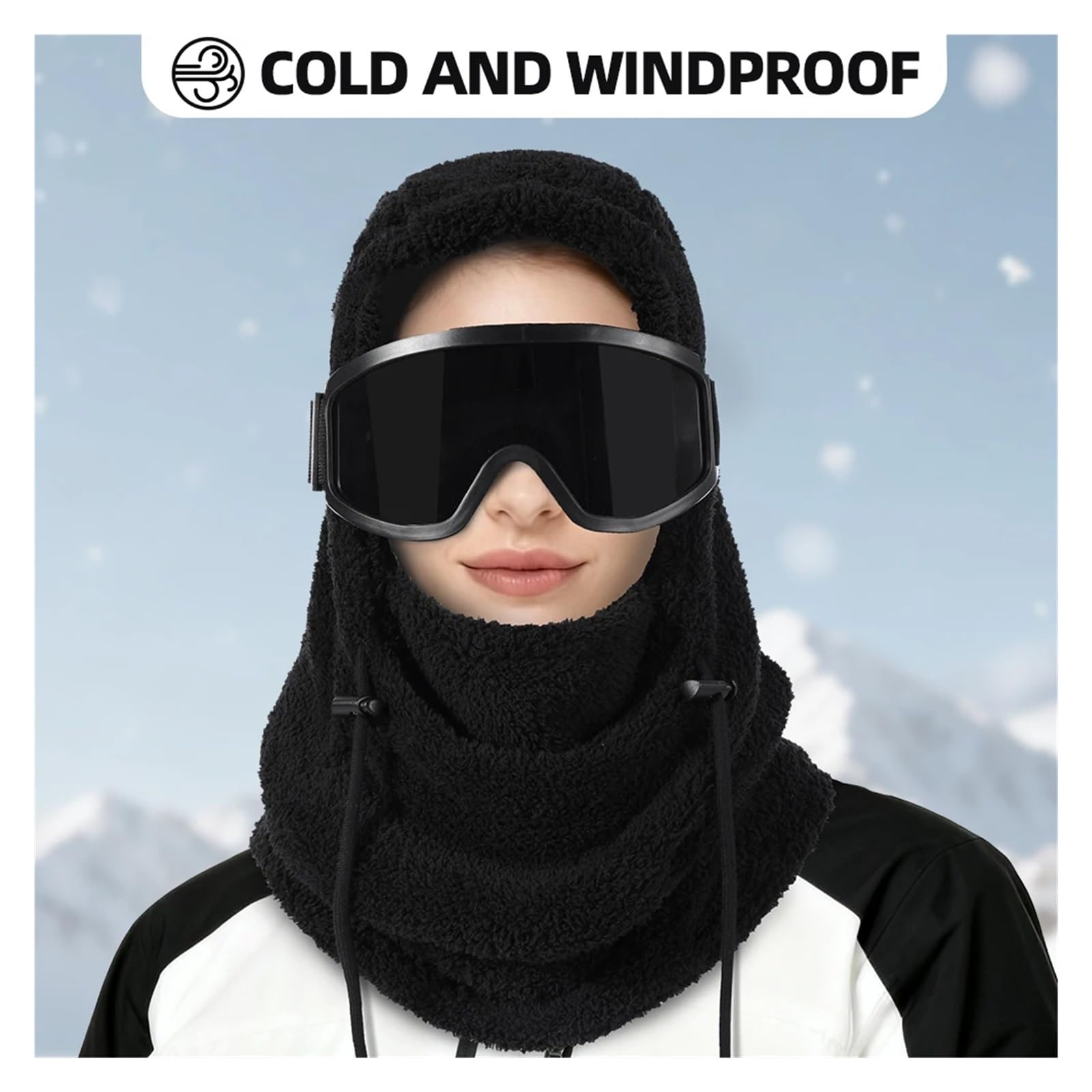 Cagoule polaire chaude, bonnet uni, masque de protection contre le froid, cache-cou, bonnet à capuche, protection contre le vent et le froid, bandana(Pink)