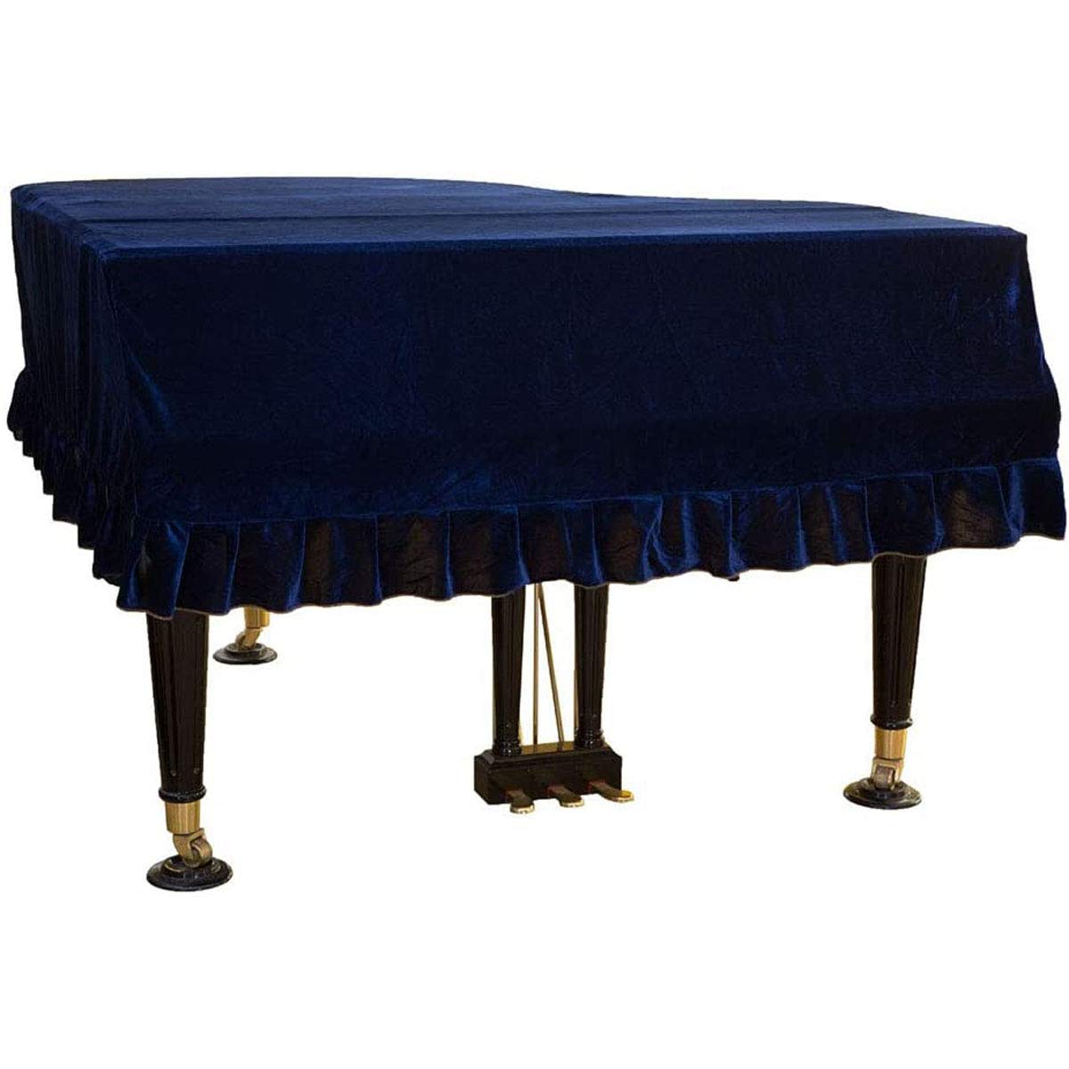 Pevfeciy Piano Cover, Grand Piano Cover, Colorfast, Dust Tight, Decorated, Soft, Folded Hem, Comfortable Thickening, Dust Cover, 210~220cm, Dunkelblau