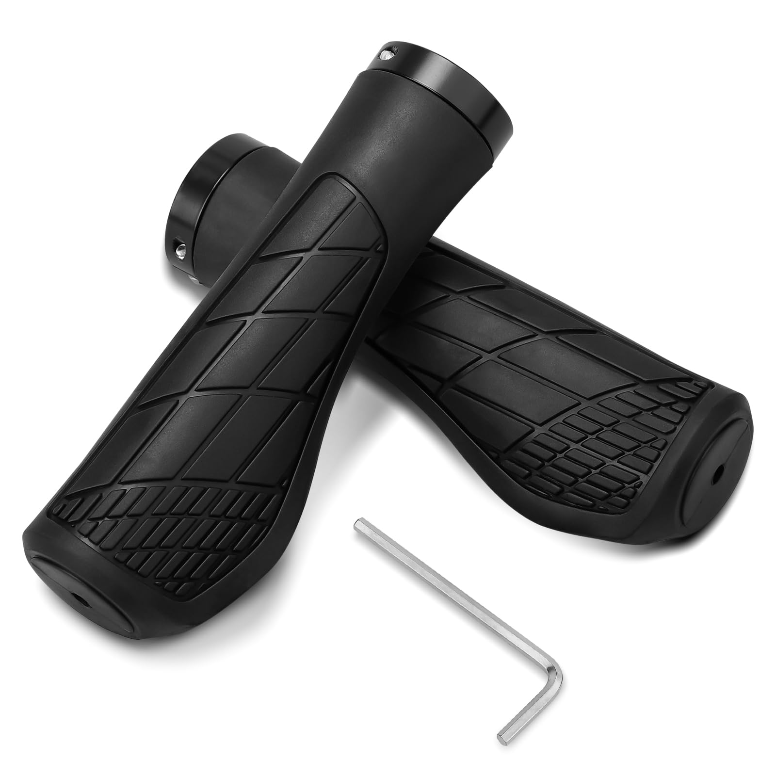 1 Pair Ø 22 mm Bike Grips with Hex Screwdriver, Ergonomic Bike Handlebar Grips for MTB BMX