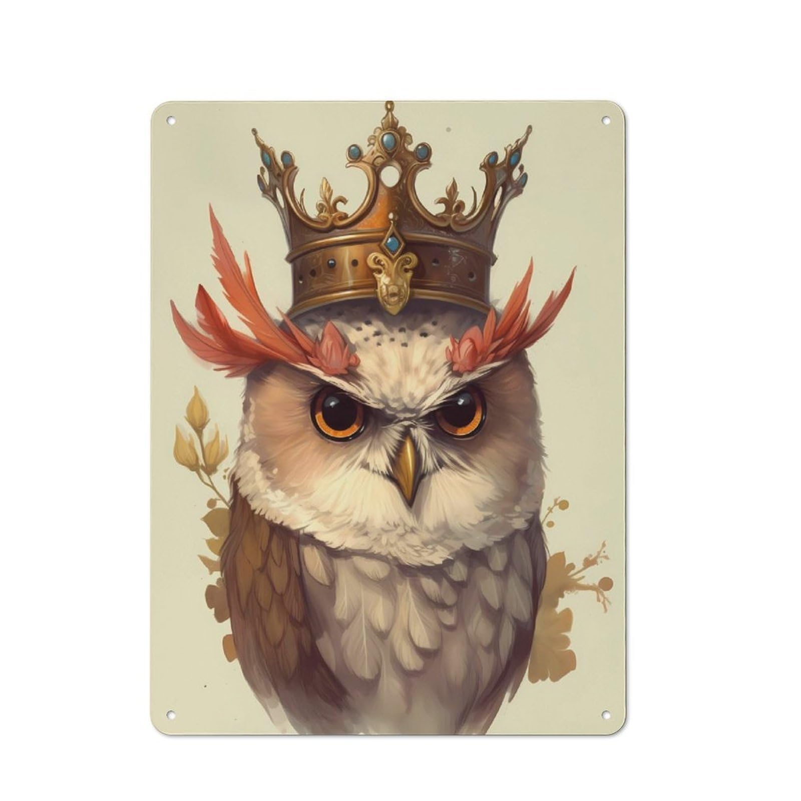 Junmoney Owl Supernaturalism Tin Wall Plaque 40X30cm With For Bar Or Restaurant, Suited To Bar Decor Enthusiasts