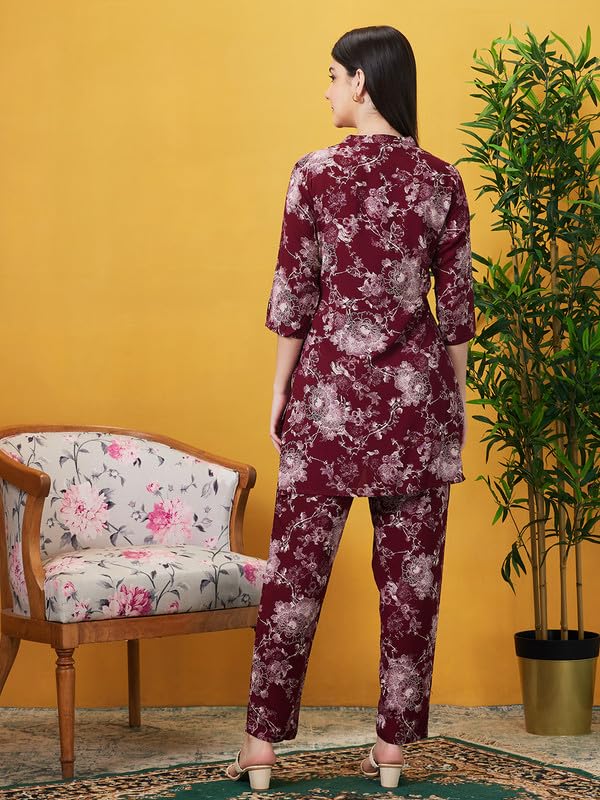 Image of AV2 Women's Maternity Night Suit Set|Nursing|Feeding Printed Tunic & Bottom Coord Set 2426