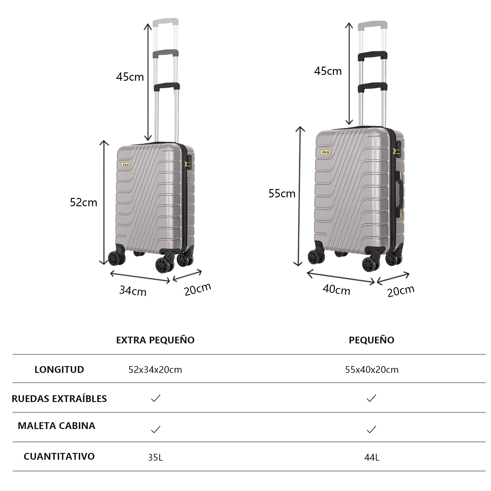 Maleta Cabina 55x40x20 Maleta Cabina NiñO NiñA Para EasyJet Vueling, 10 Kg, Material Abs,Cerradura Con CombinacióN, Ruedas Desmontables EcolóGica Resistente A DeformacióN Ideal Para Viajes Y Escuela