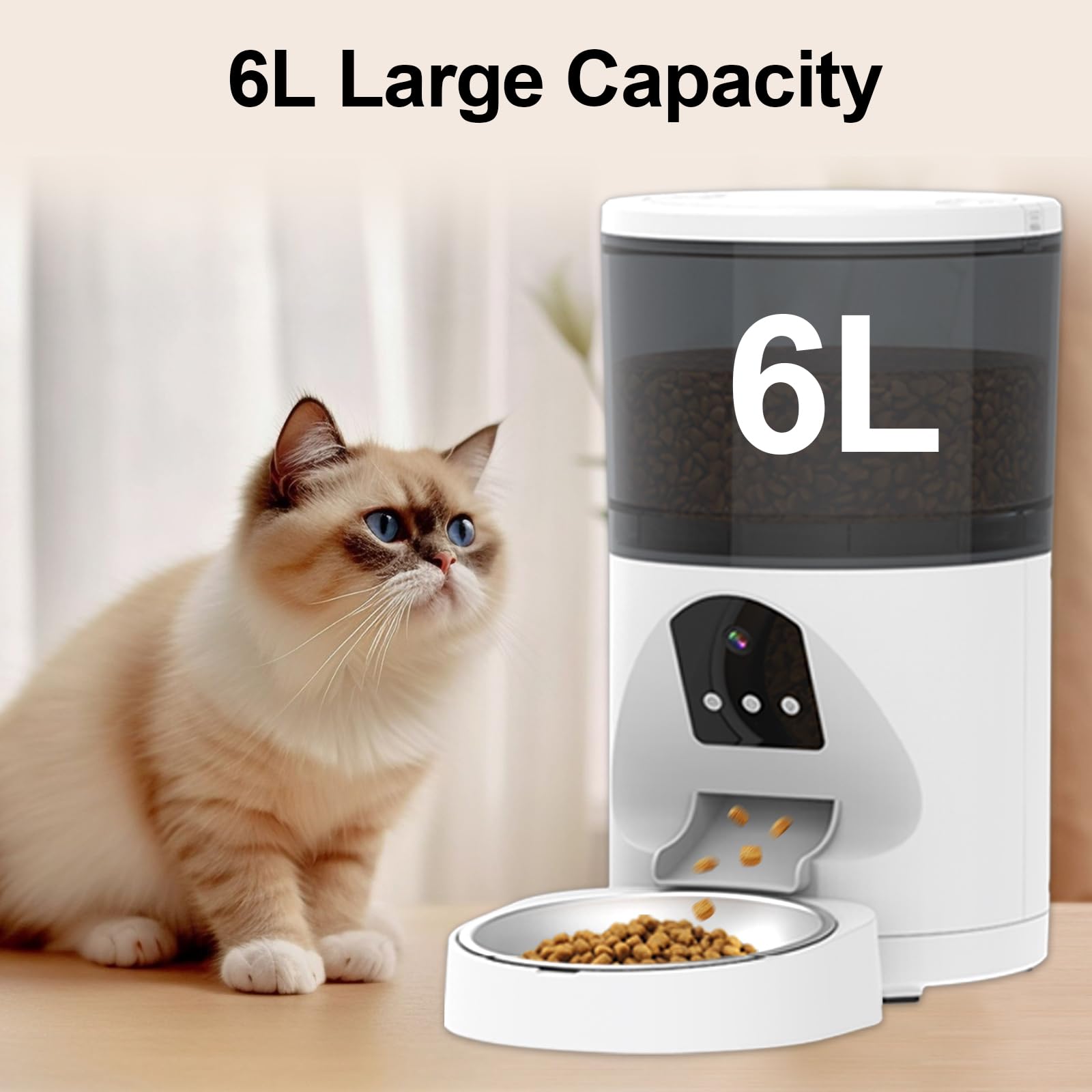 ANTELA Distributeur Croquettes Chat Chien Automatique 6L avec Vidéo 3MP | WiFi 2.4G, Contrôle APP, Fil Anti-grignotage, Notification d'Alimentation