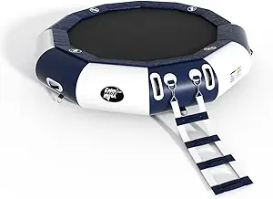 Calmmax 12FT Inflatable Water Trampoline for Kids & Adults with Ladder, Electric Pump & Anchor Bag – Floating Trampoline for Lake, Pool, Ocean, Swimming, Fishing, Floating Water Bouncer