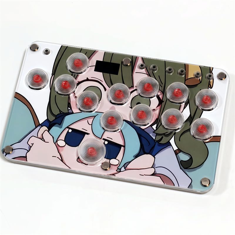 XIAO SHI MIN STORY Mini Arcade Stick 13 Keys All-Buttons Gaming Controller, Arcade Controller Street Fight for PC/Ps3/Ps4/Switch/Steam Game Keyboard-Supports Hot Swap & SOCD, Gamepad No Delay