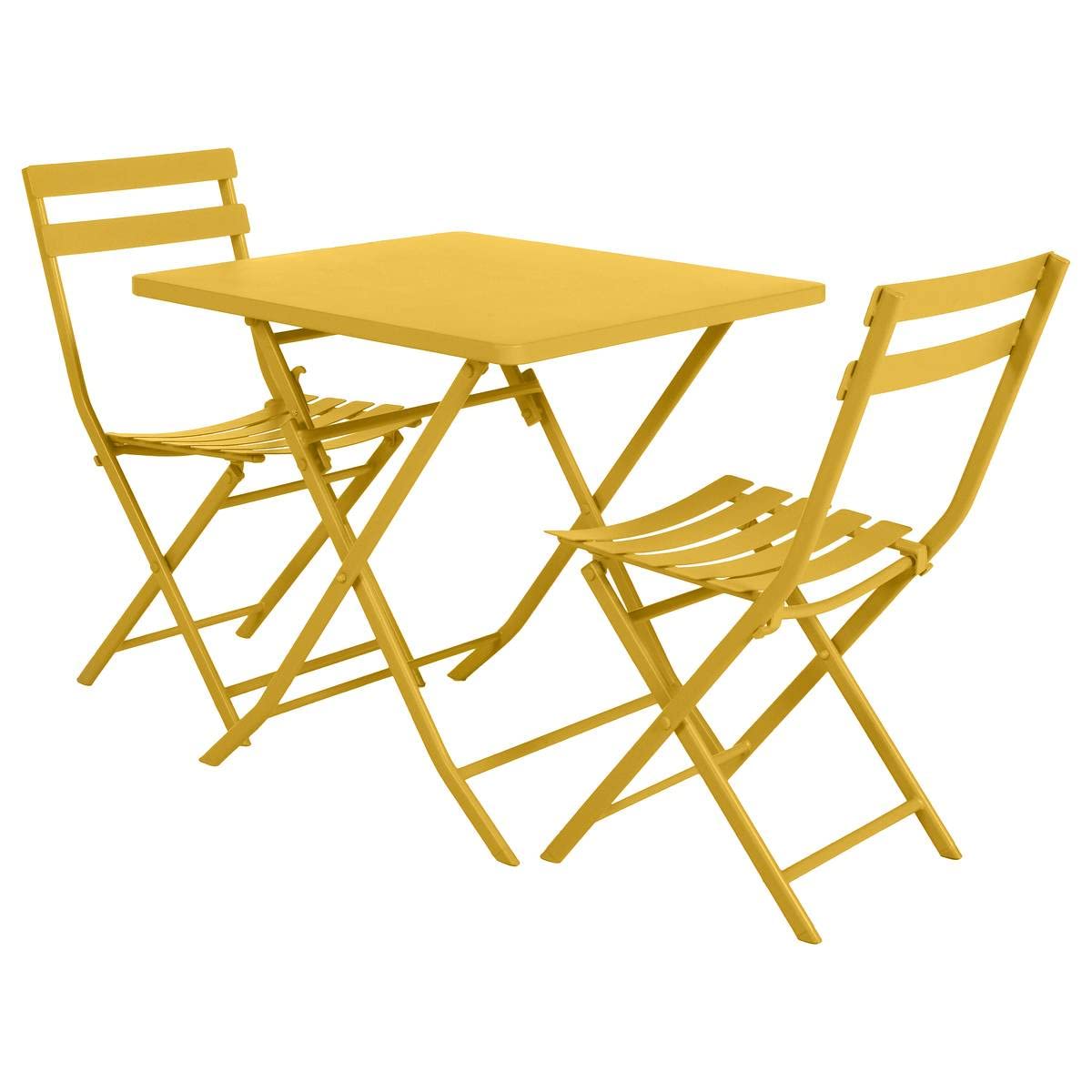 Hespéride – Greensboro Square Klapptisch für 2 Personen, Senfgelb – Verstärkter, rostfreier Stahl – Gartenmöbel für Balkon und Terrasse