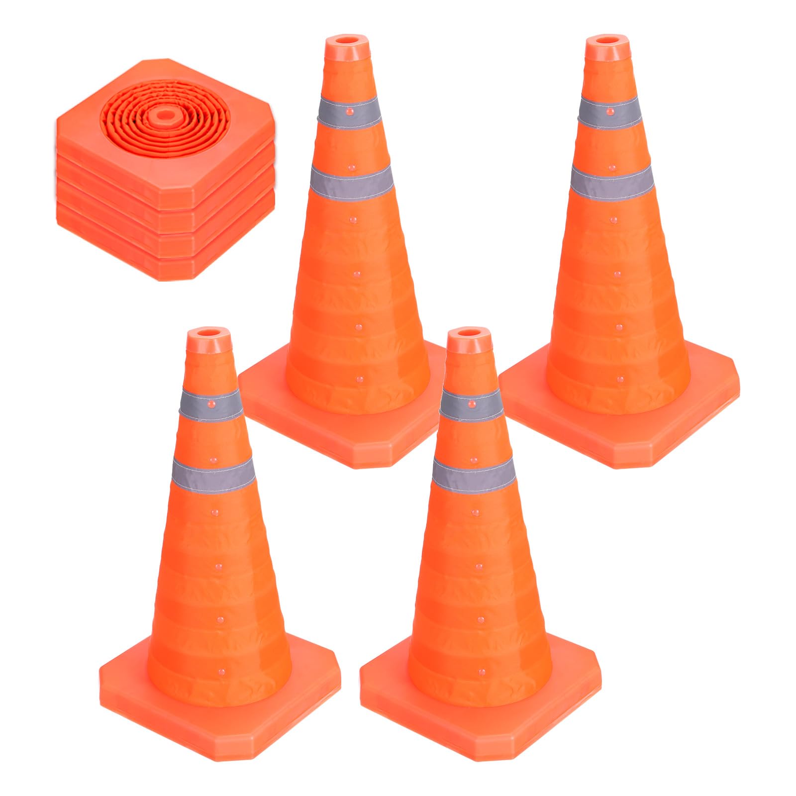 PATIKIL Lot De 4 Cônes De Signalisation Pliables 18" Cônes D'Avertissement