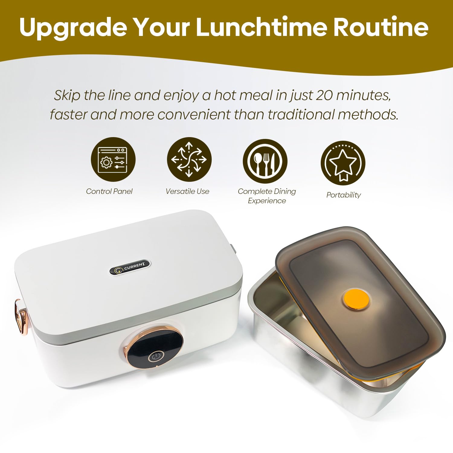 Lunch Box elettrico da 1 litro, scaldavivande portatile con ricarica rapida, a prova di perdite, per lavoro, viaggi, attività all'aperto, borsa termica e contenitore in acciaio inox, set di posate