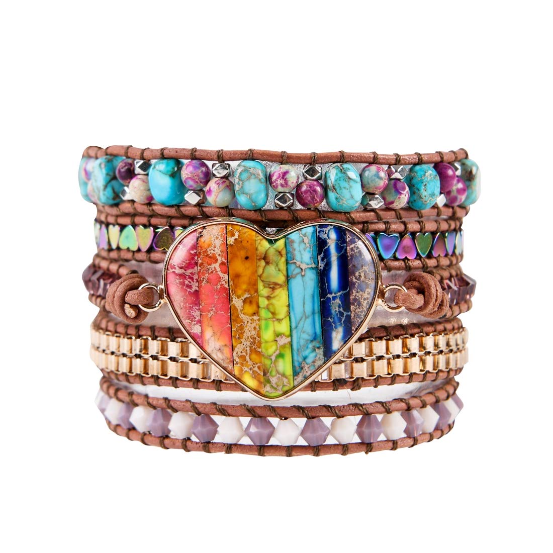 YGLINE Natural Stone Bracelet 3 Wraps Bracelet Handmade Boho Bracelet for Women Bracelet
