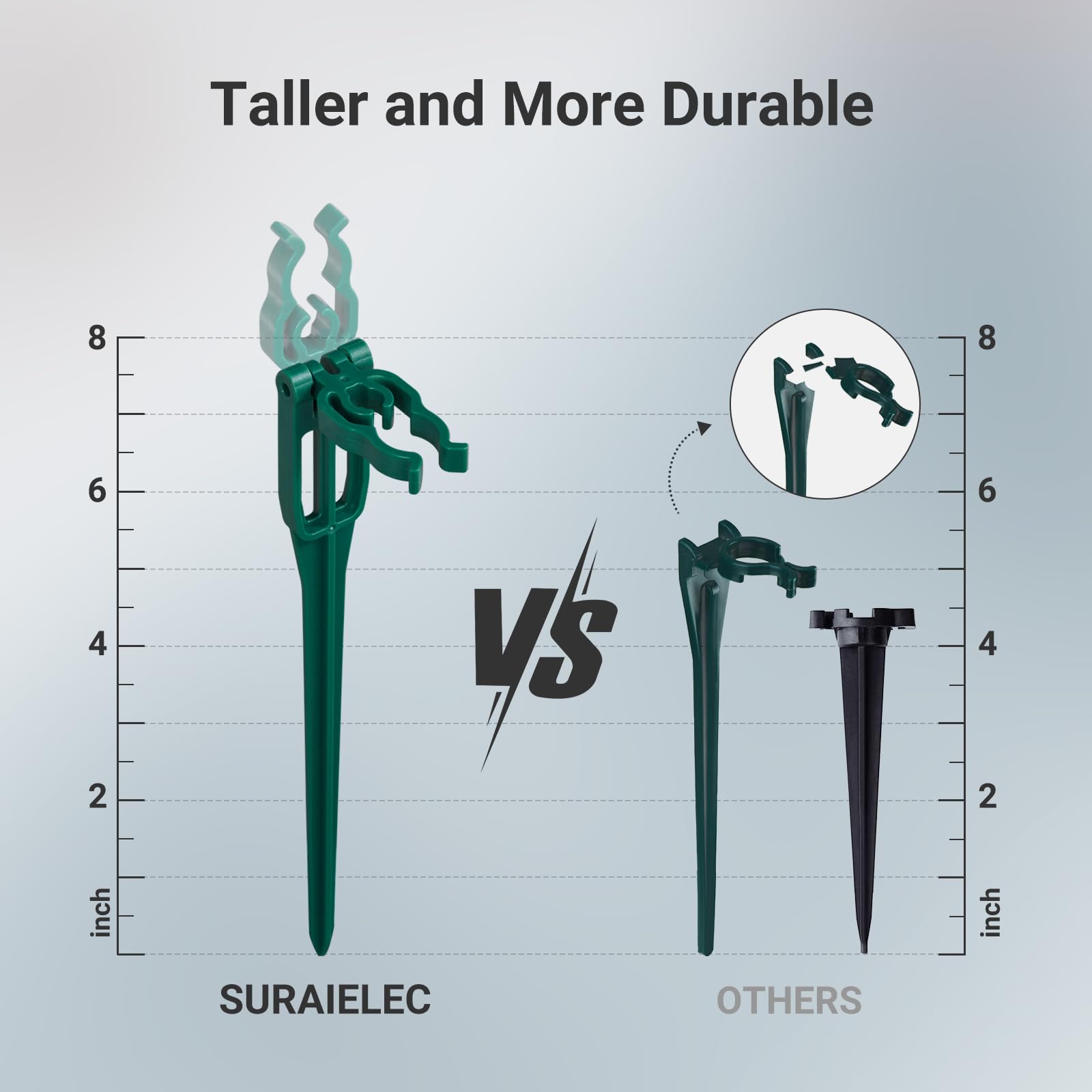 SURAIELEC 50 estacas de luz de Navidad para patio, 9.5 estacas altas para luces de Navidad C7 C9 al aire libre, estacas de luz de plástico universales para decoraciones navideñas, camino, entrada,