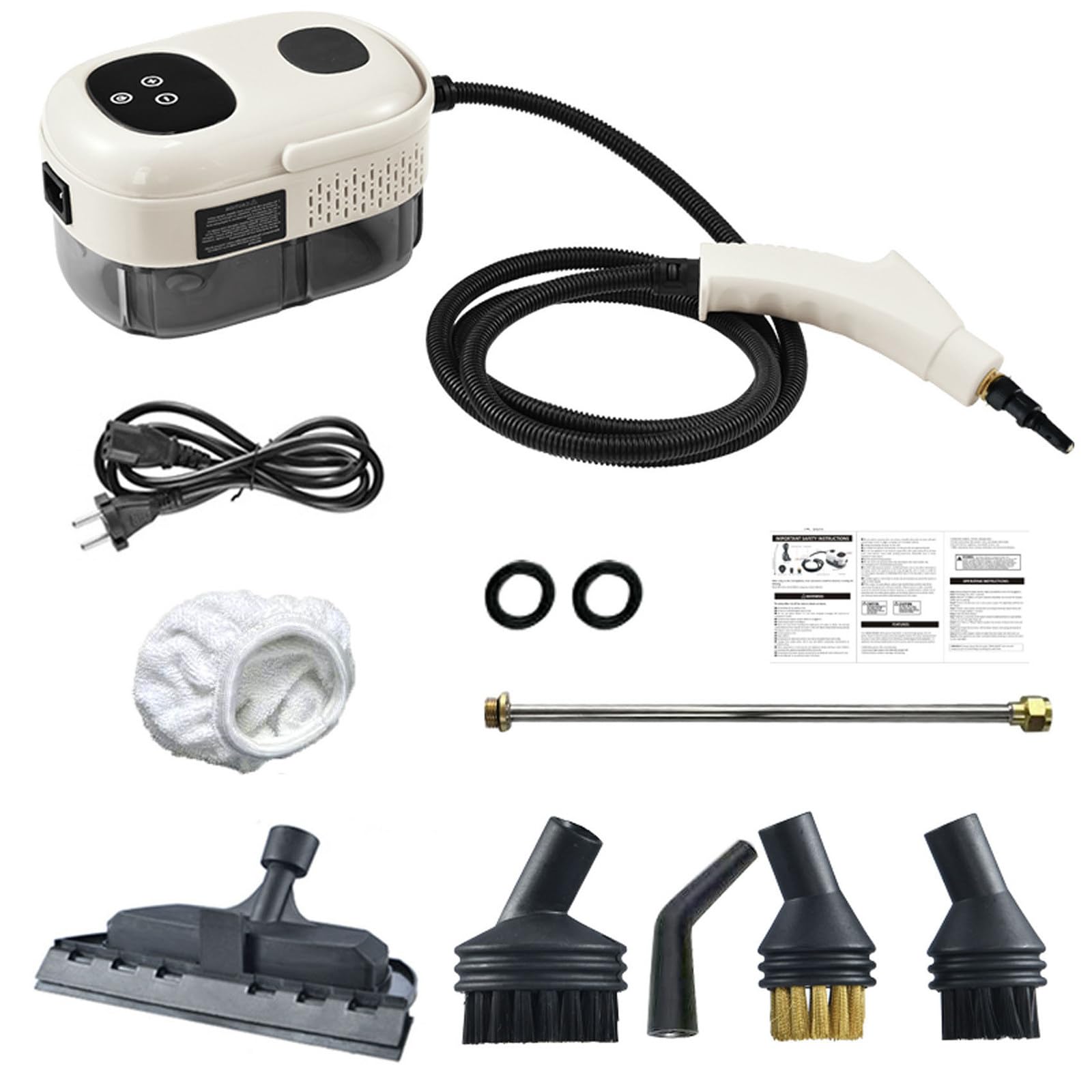 Parownica, 6 prędkości, 2500 W, przenośna, wysokotemperaturowa pralka parowa do domu, kuchni, samochodu, pojazdu,B-White