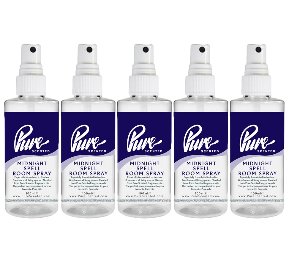 Pure Scented 500ml Room & Fabric Sprays 5 x 100ml Suitable For Home, Car, Caravan, Work, Gym Bags, Odour Eliminators (5 x 100ml, Midnight Spell)