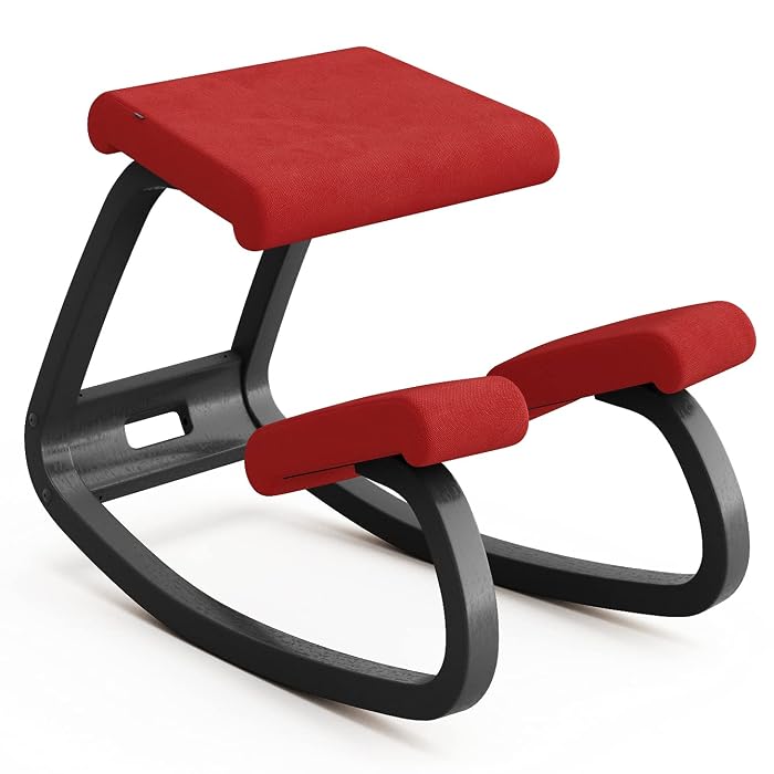 Buy Varier Variable Balans, Original Kneeling Chair Designed by Peter Opsvik-Black/Red, Wood 