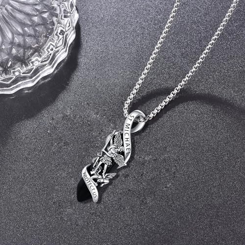 Odinstone 925 Sterling Silver St Michael/St Christopher/St Benedict/Jesus Crucifix/St Uriel/Archangel Raphael Medal Necklace for Men Women Religious Amulets Jewelry Gifts3