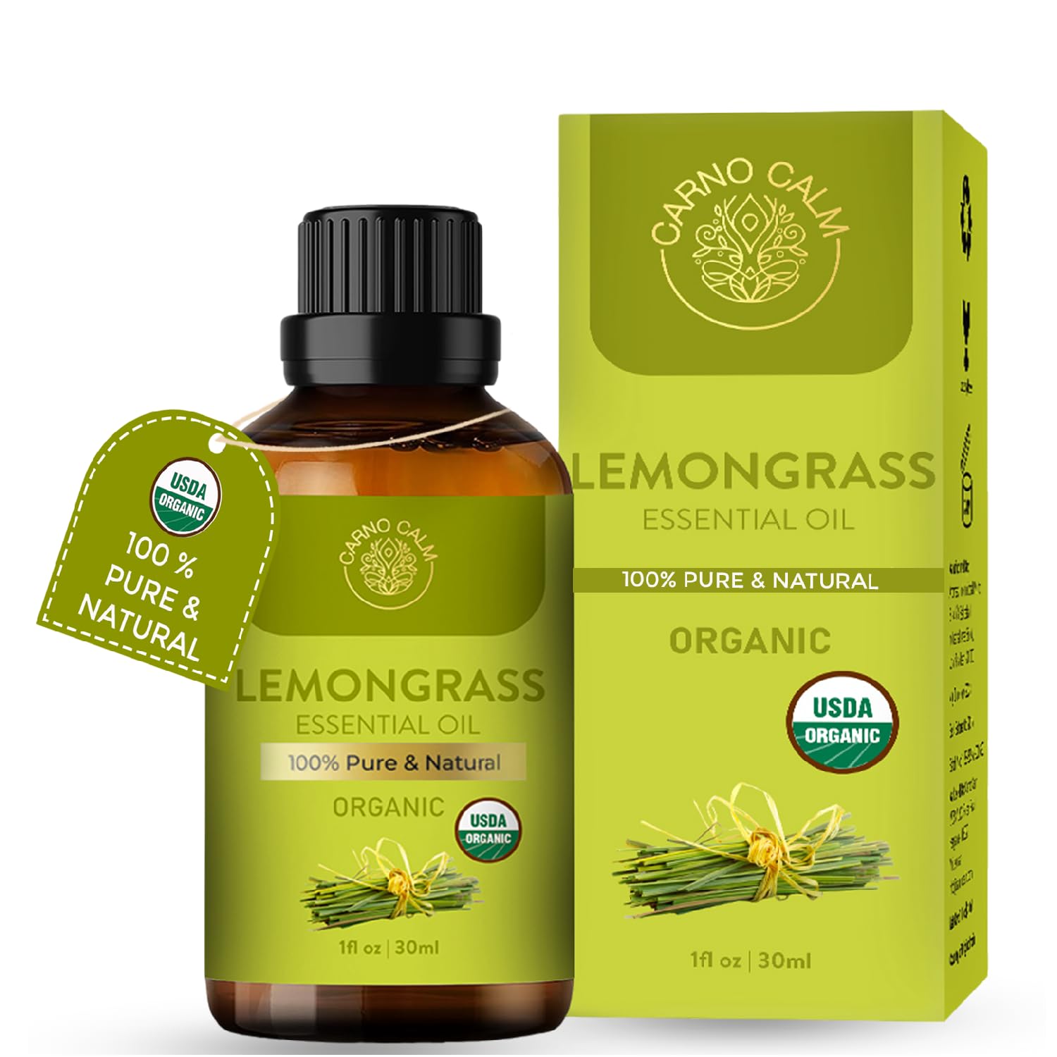 Lemongrass Essential Oil 30ml β 100% Pure & Natural Therapeutic Grade Lemon Grass Oil for Diffuser, Hair Care, Massage, Room Spray, Aromatherapy & Skin Care