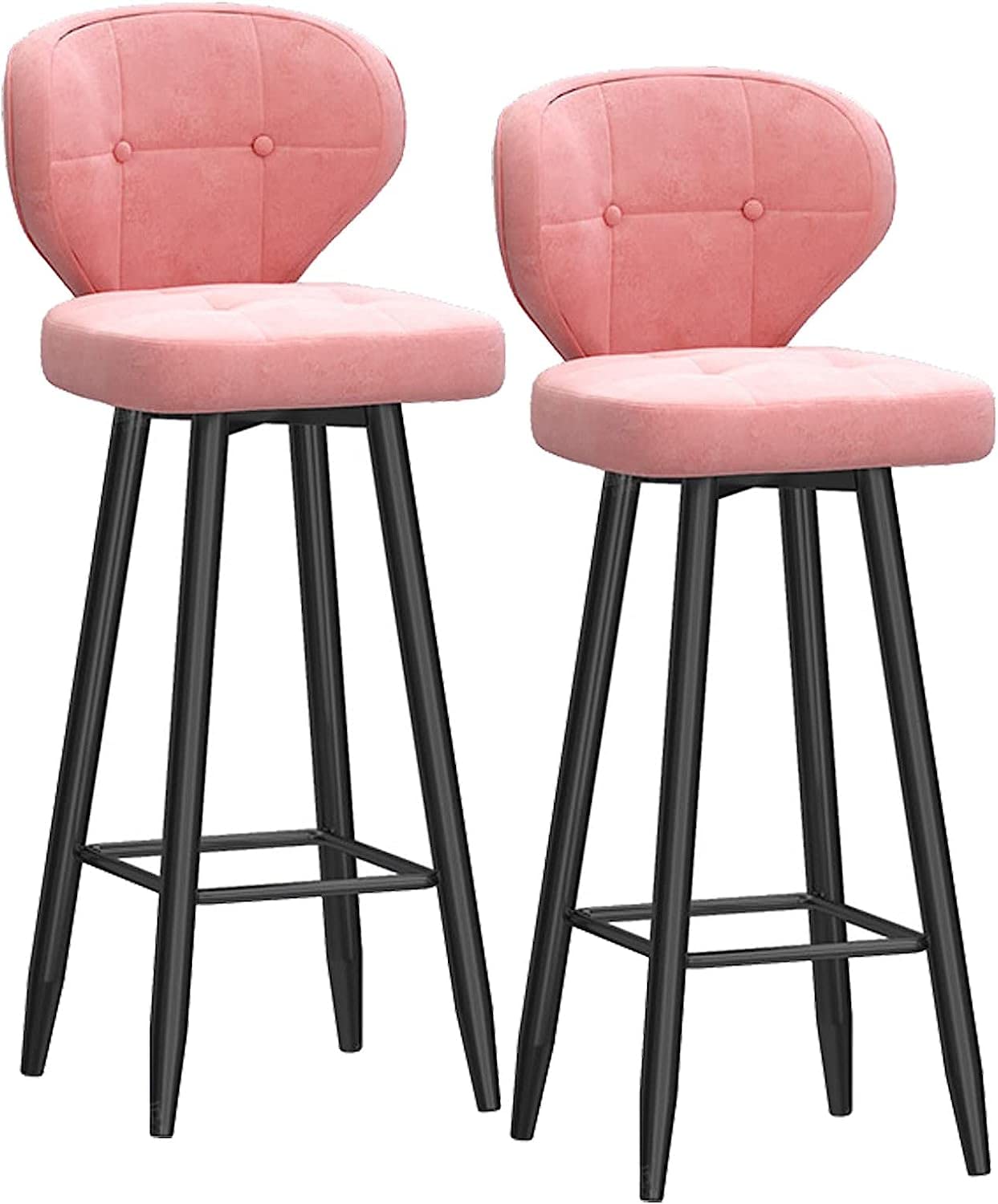 Tabouret de bar lot de 2 en velours et métal de 65 cm pour îlot de cuisine contemporain