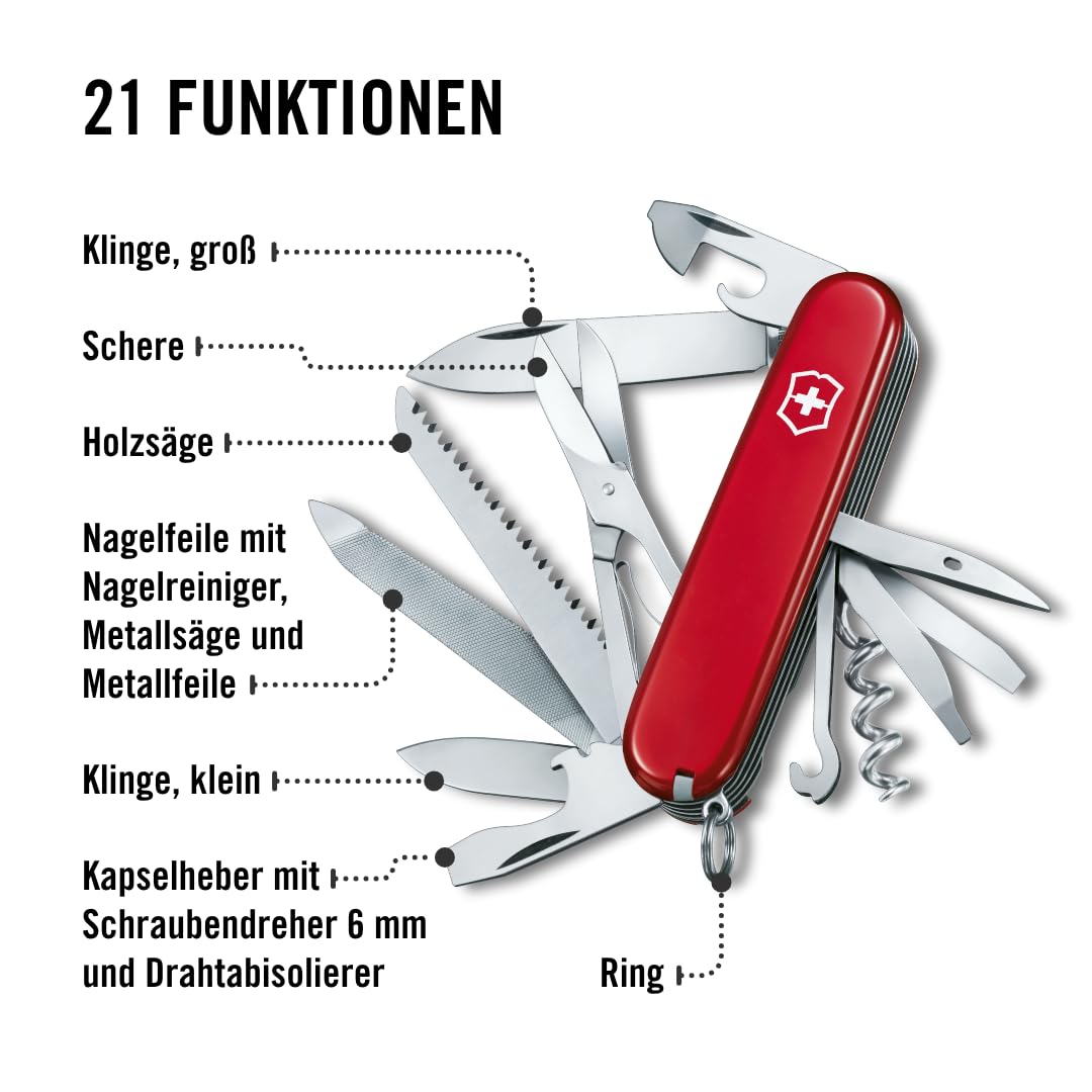 Victorinox Schweizer Taschenmesser, Ranger, Swiss Army Knife, Multitool, Klappmesser, 21 Funktionen, Klinge, Korkenzieher, Dosenöffner