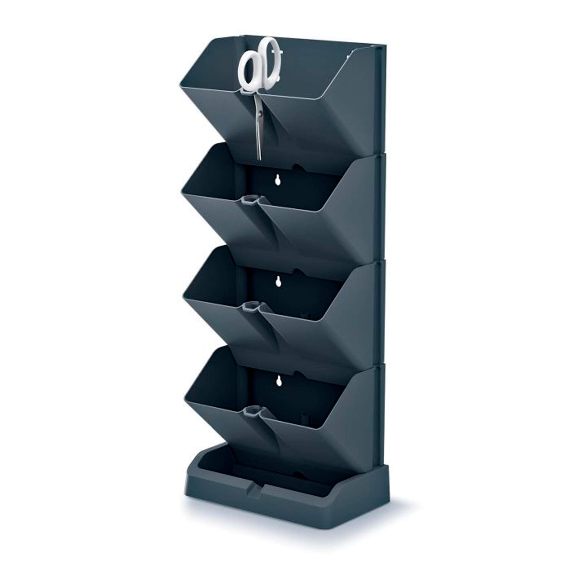 Jardinière verticale Prosperplast Mini Cascade en plastique de couleur anthracite 19,5 (L) x 11,4 (l) x 47,5 (H) cm avec ciseaux de jardinage