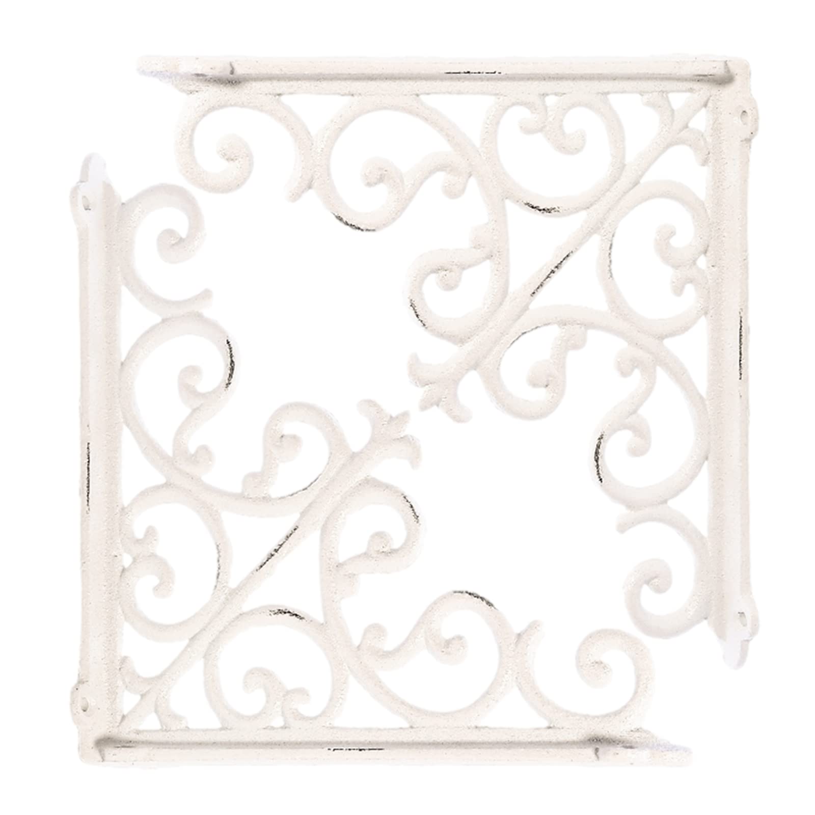 2 Pezzi Staffe per Mensola Galleggianti in Ghisa Supporti per Scaffali Rustici Pesanti Reggimensole Decorative in Metallo da Parete, per Giardino, Balcone, Cucina, Bianche (180mm/7.1in)