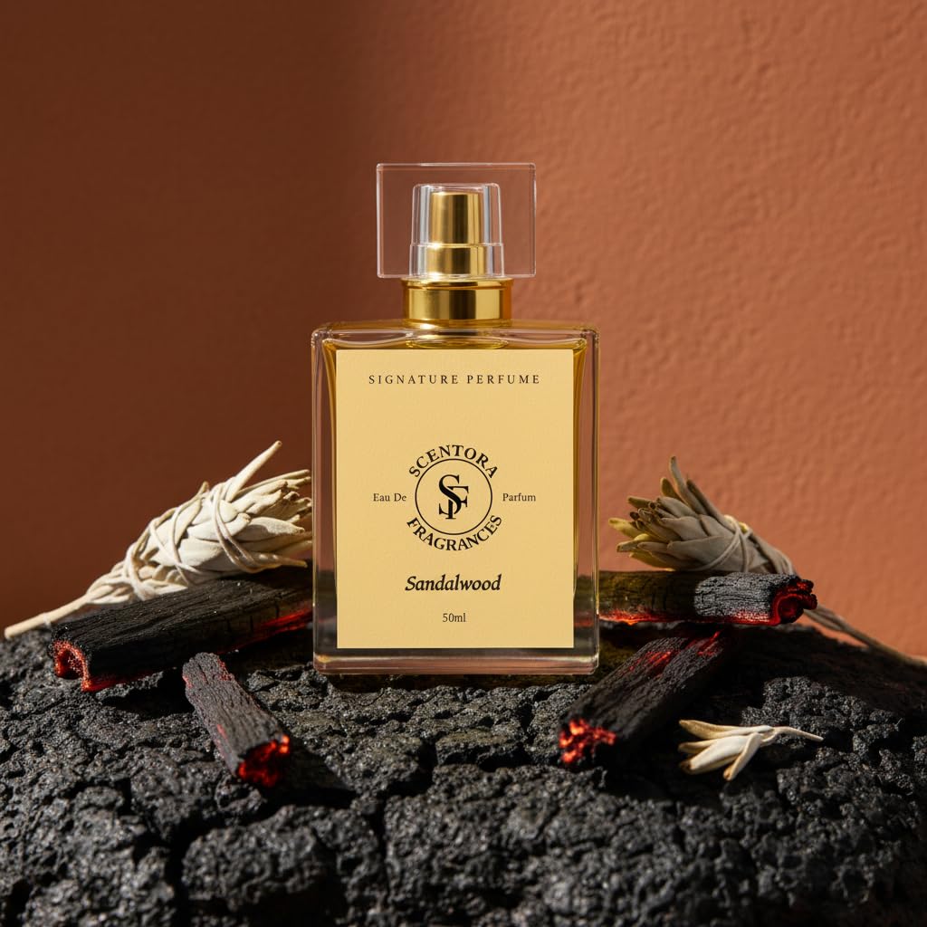 Scentora Fragrances Sandalwood 50ml Extrait De Parfum | Unisex Long Lasting Luxury Perfume | Pure Woody & Calming Sandalwood Intense Fragrance | Ideal for Gifting 1