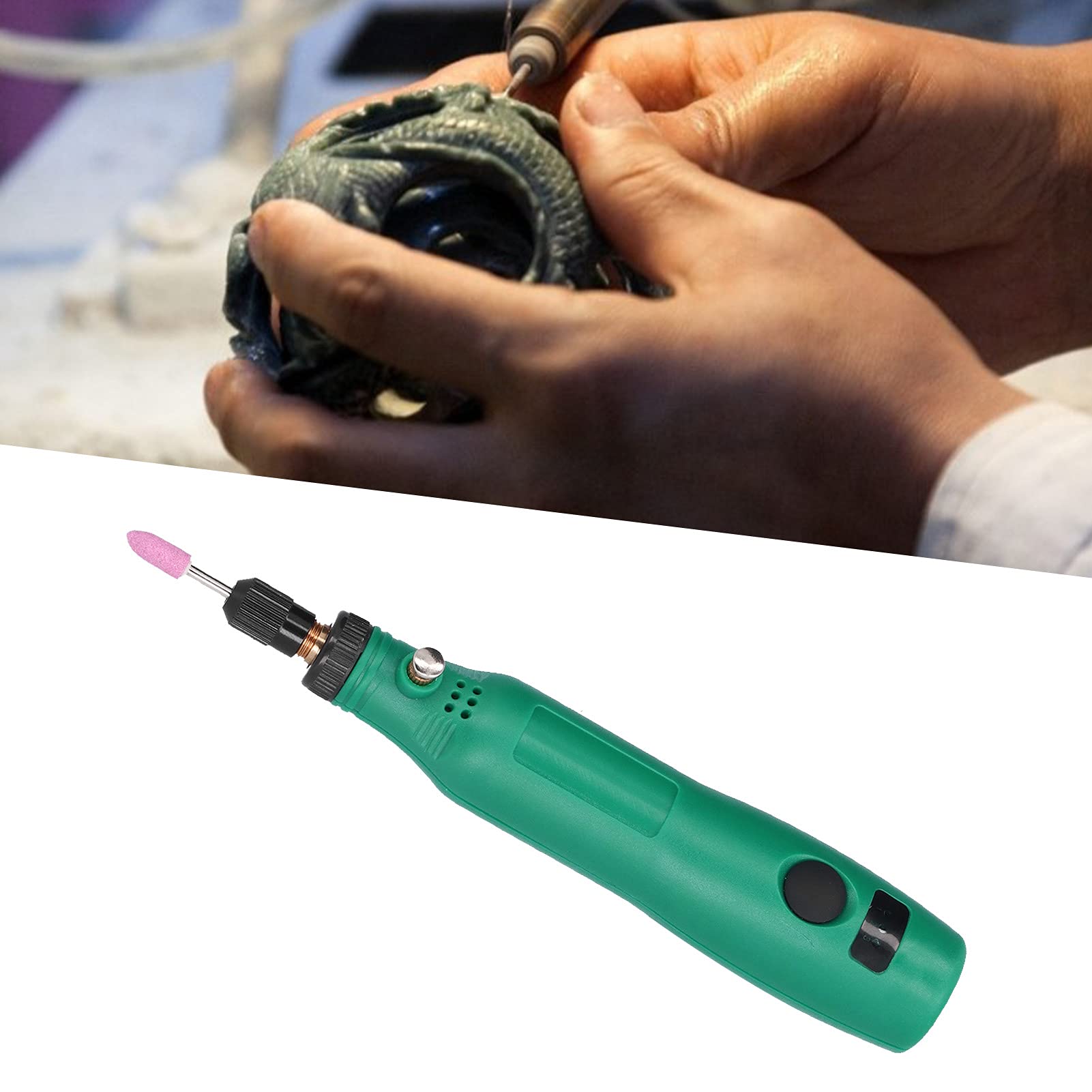 Mini smerigliatrice elettrica, mini smerigliatrice elettrica 3 kit di utensili per smerigliatura portatile senza fili a velocità variabile per fai da te