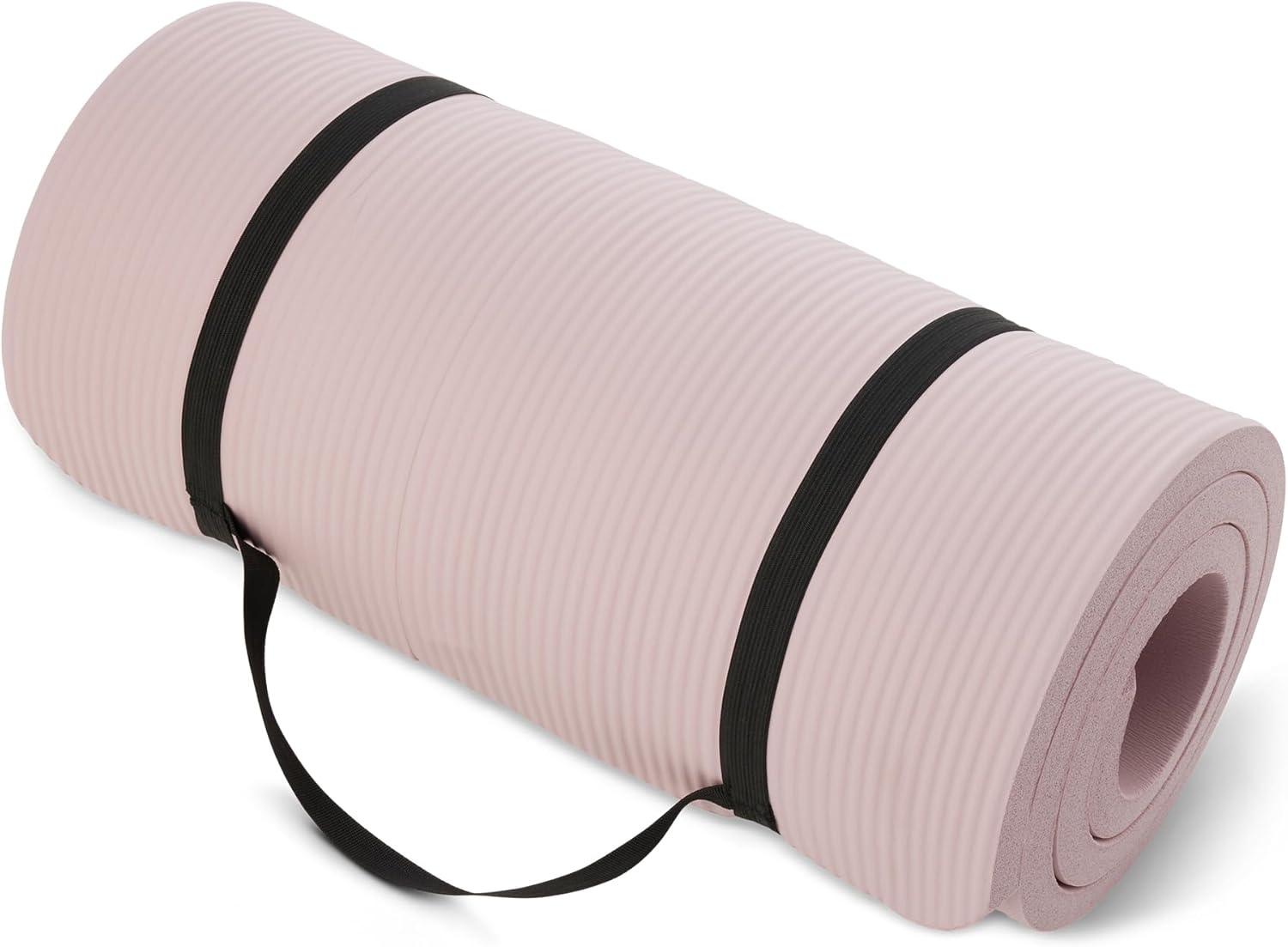 Amazon Basics 1 Inch Extra Thick Workout Exercise Yoga Mat with Carrying Strap Rose